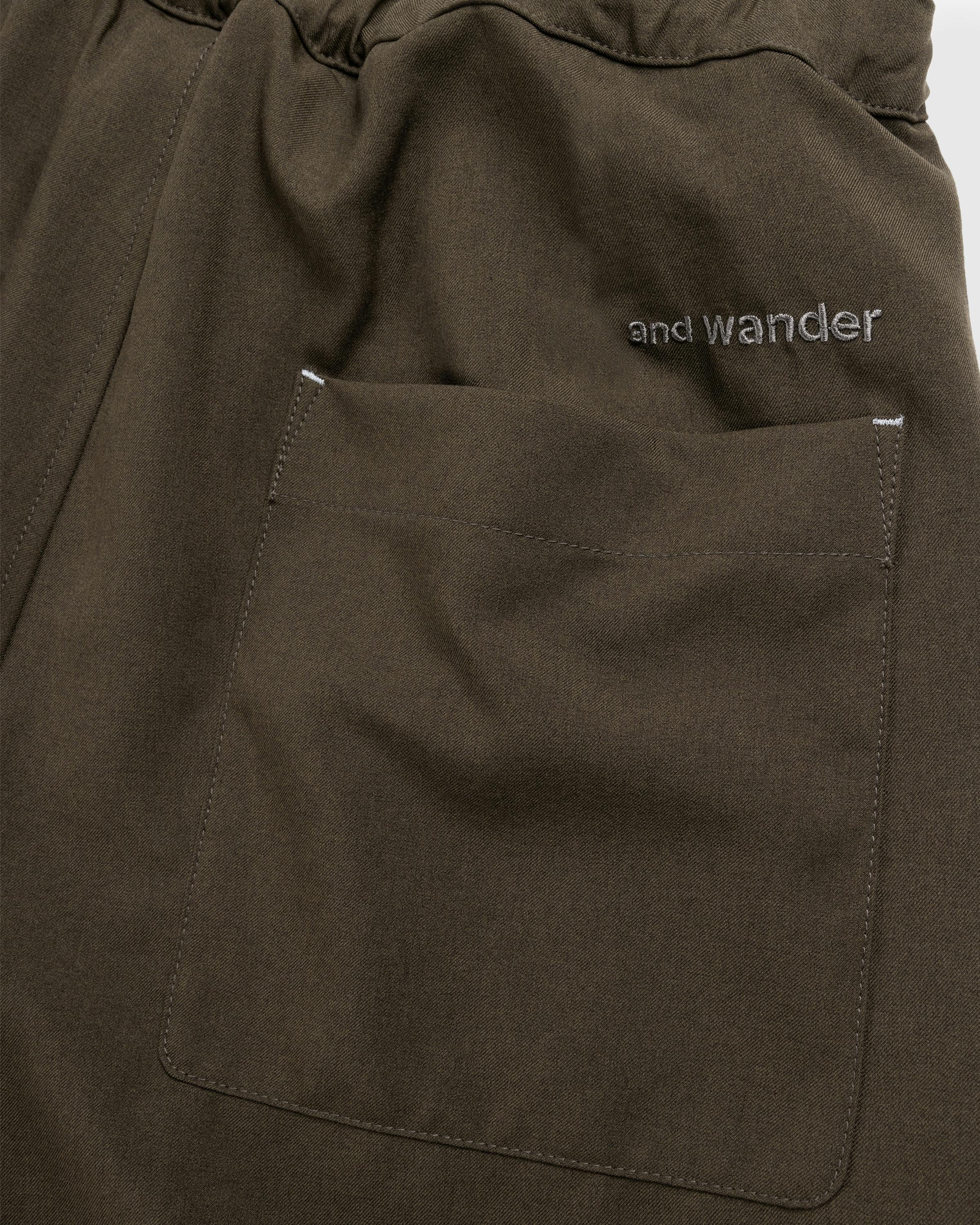 And Wander – PE Melange Twill Wide Pants Khaki - Active Pants - Green - Image 7