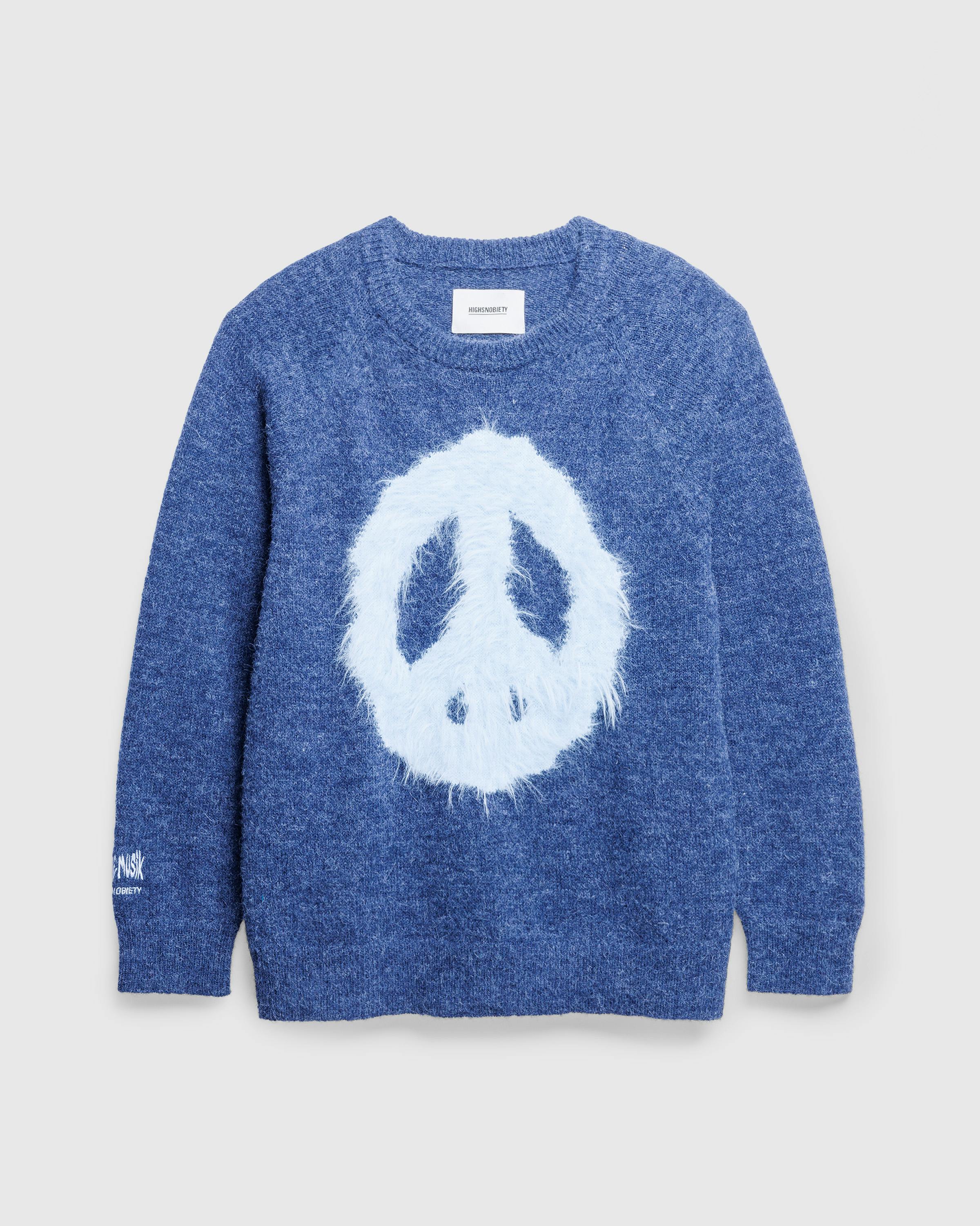 Highsnobiety x Keinemusik – Knitted Sweater - Crewnecks - Dark Blue - Image 1