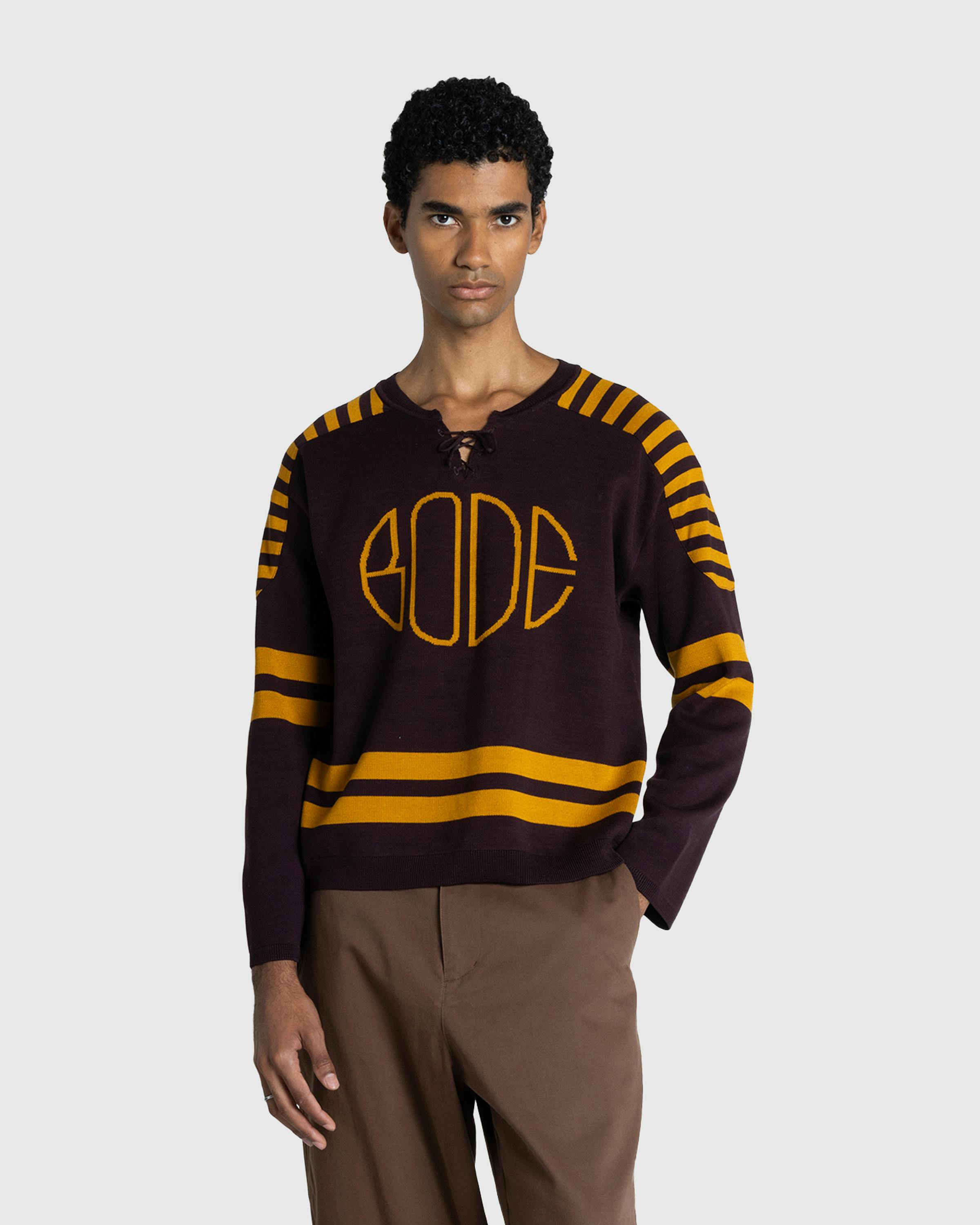 Bode – Rink Sweater Brown/Yellow - Crewnecks - Brown - Image 2