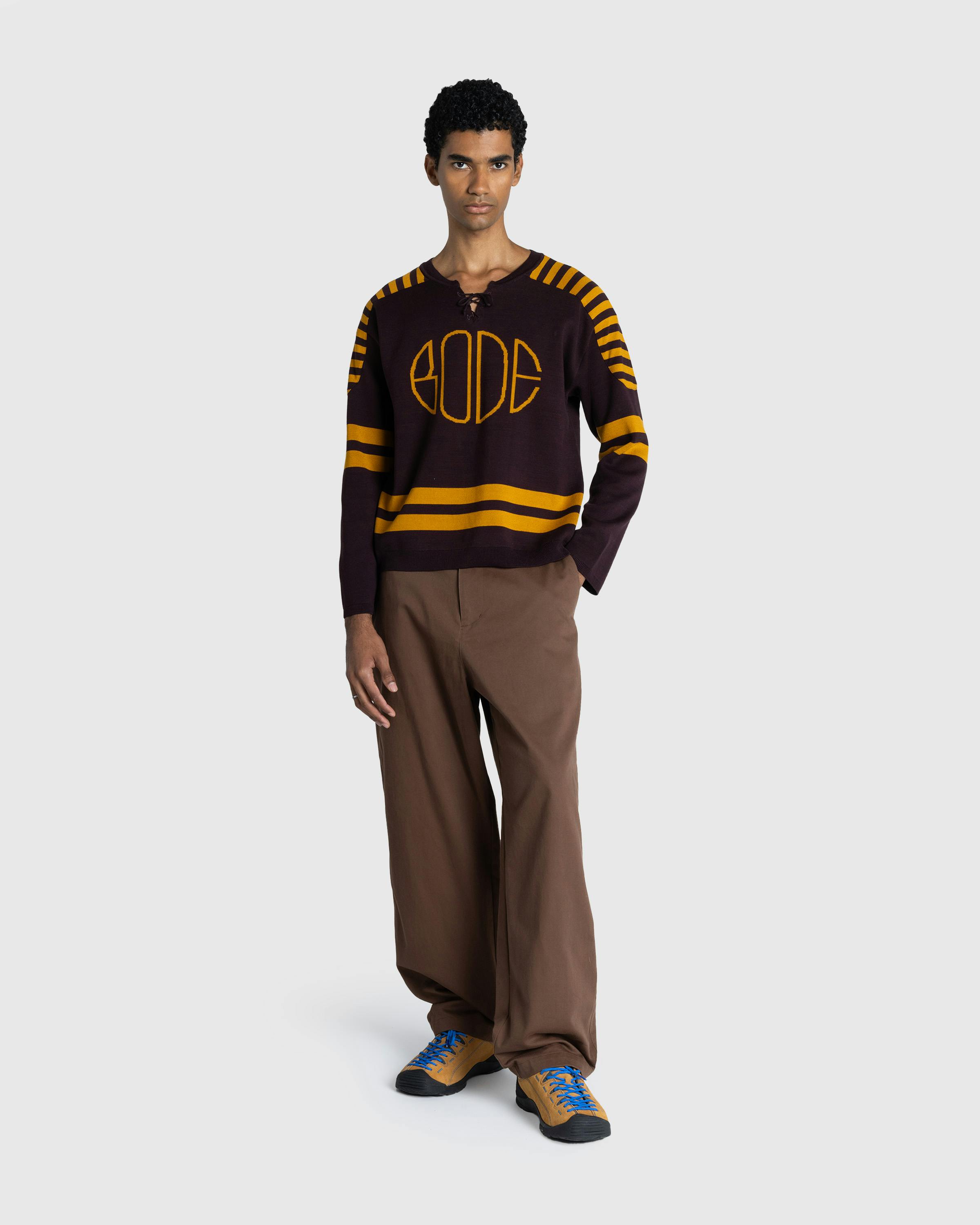 Bode – Rink Sweater Brown/Yellow - Crewnecks - Brown - Image 3