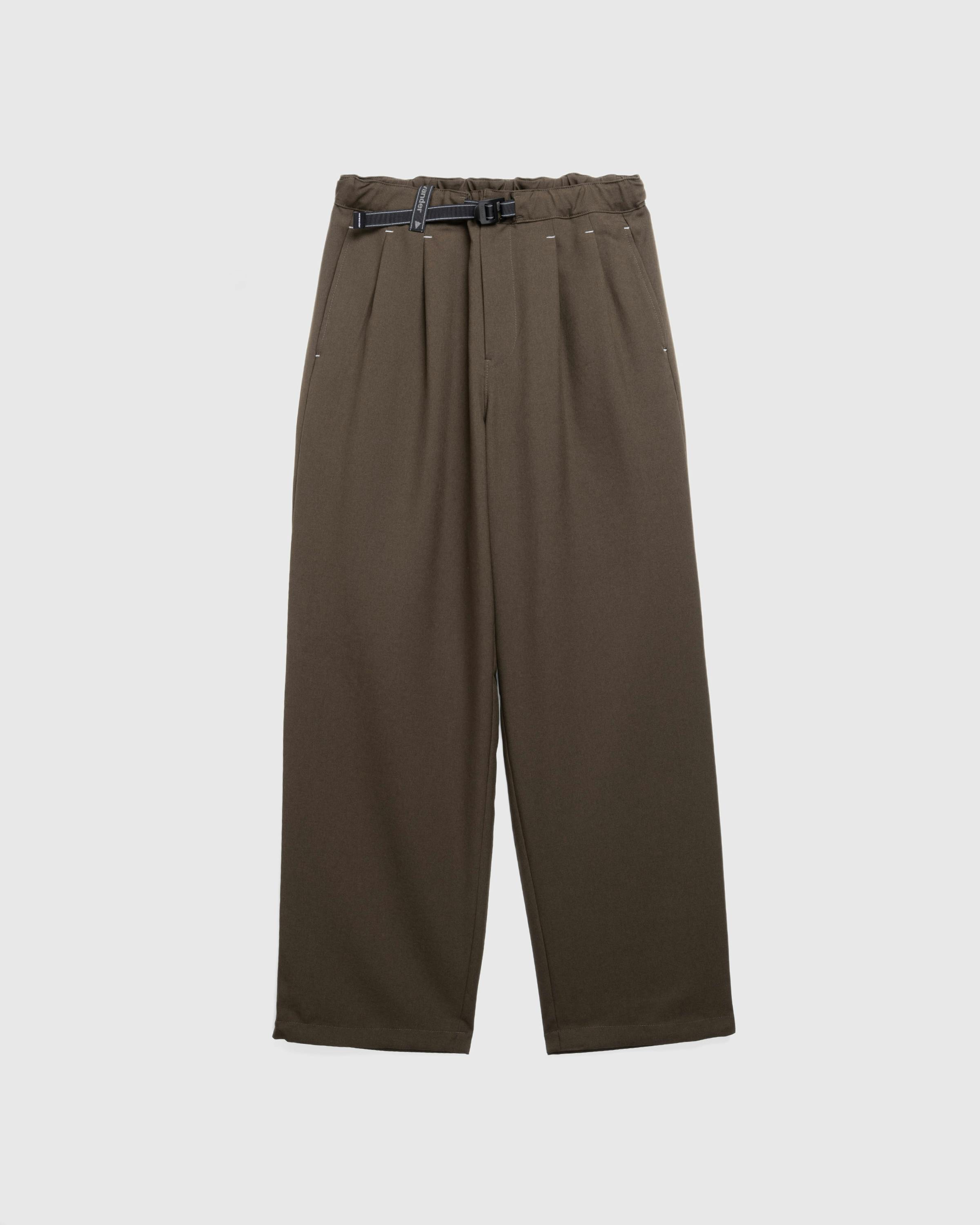 And Wander – PE Melange Twill Wide Pants Khaki - Active Pants - Green - Image 1