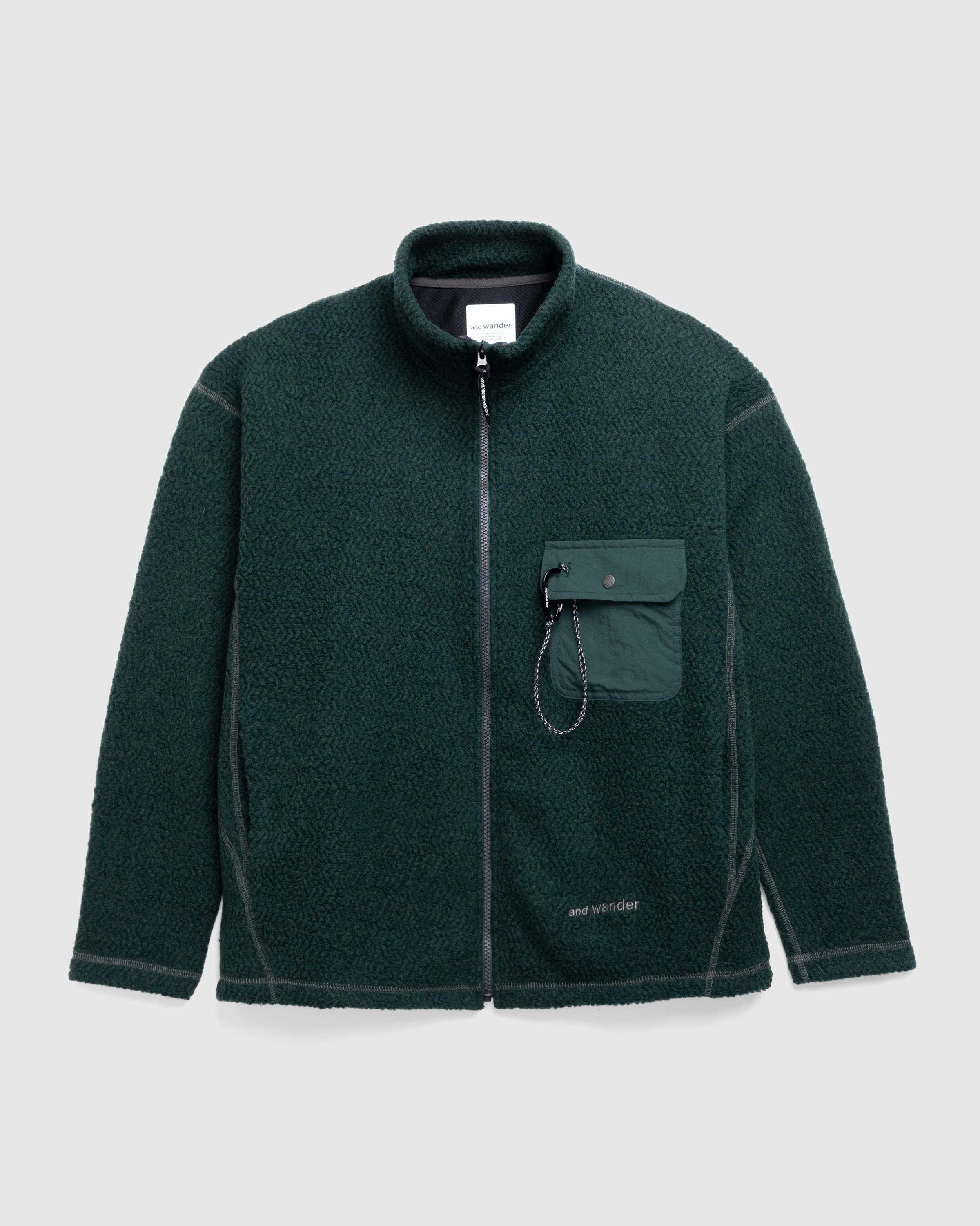 And Wander – Re Wool JQ Stand Zip Green - Fleece Jackets - Green - Image 1