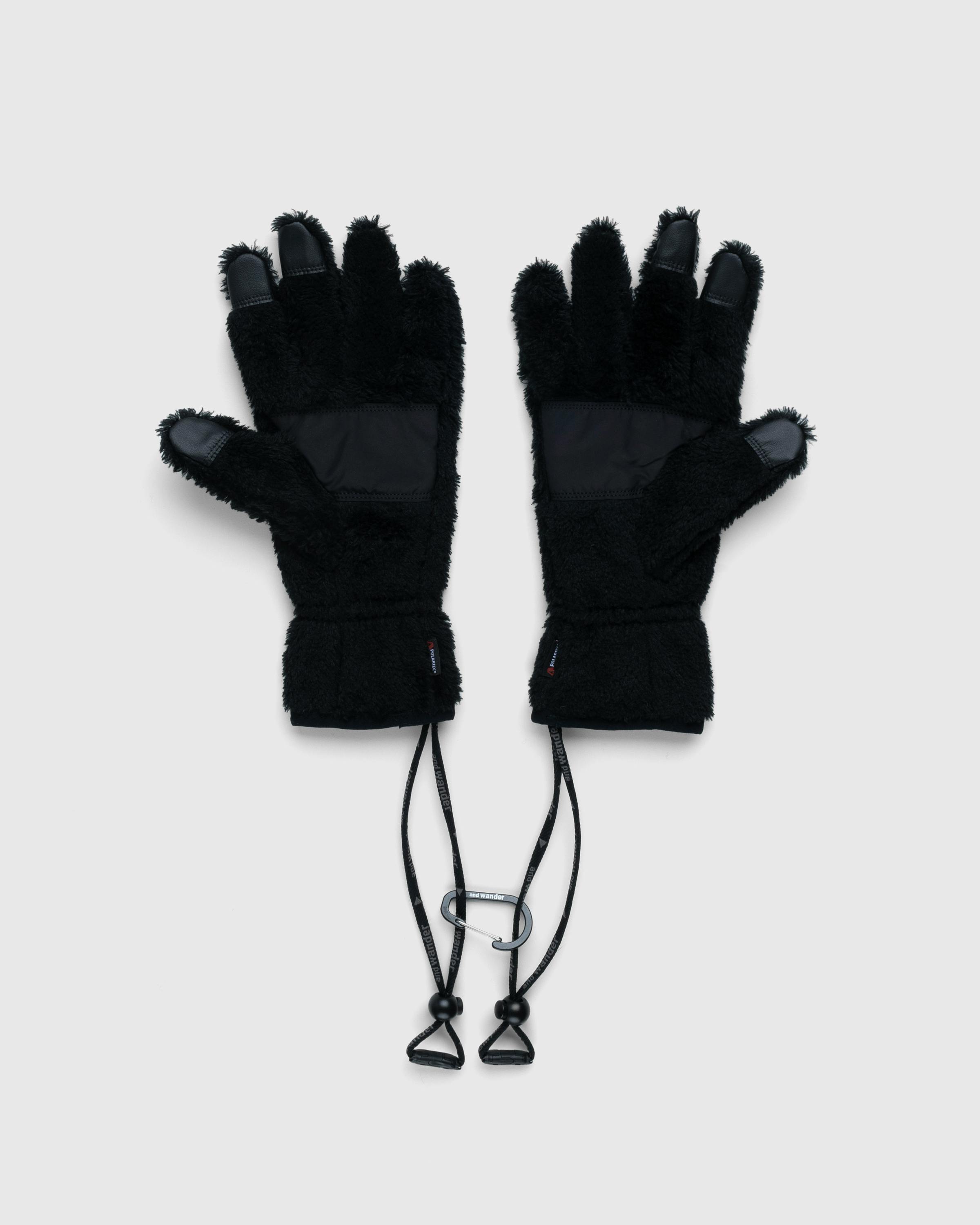 And Wander – High Loft Fleece Glove Black - 5-Finger - Black - Image 3