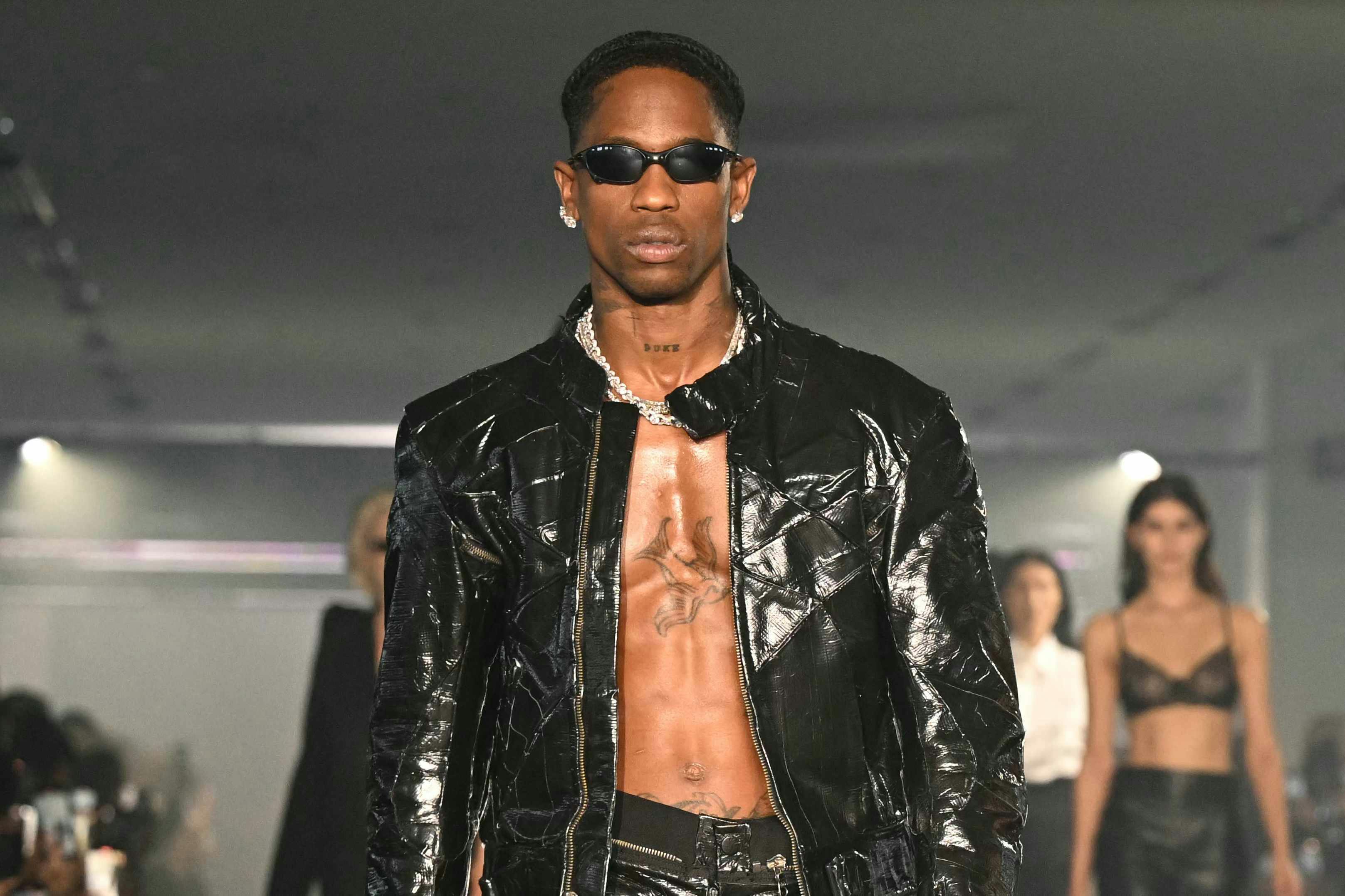 Travis scott wears vetements spring summer 2025 leather jacket and pants