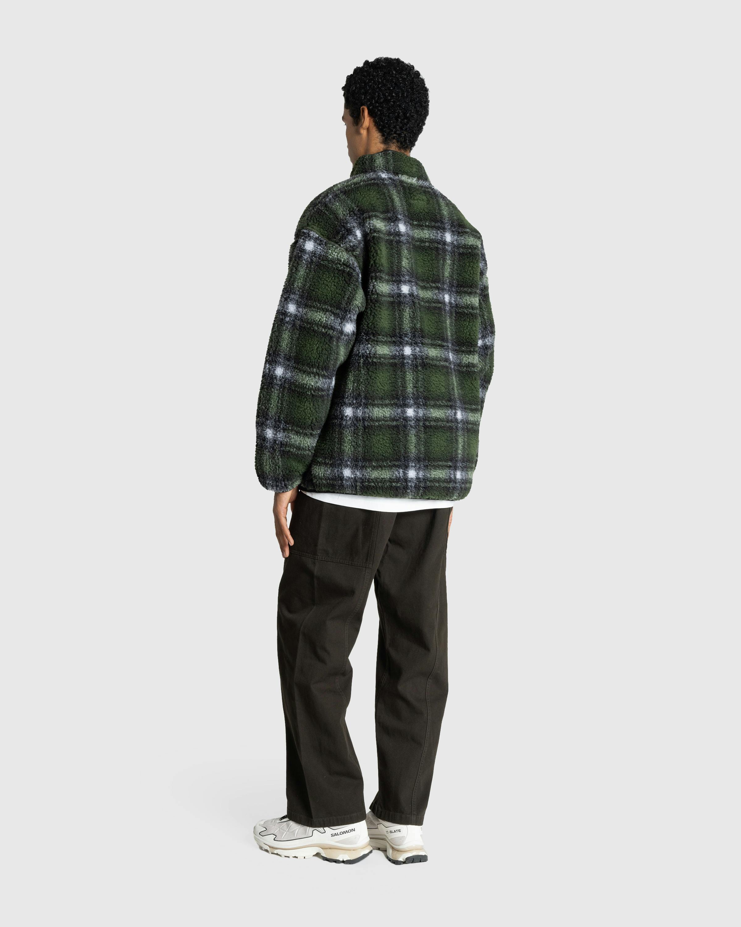 Gramicci – Shadow Plaid Sherpa Jacket Olive - Fleece Jackets - Green - Image 6