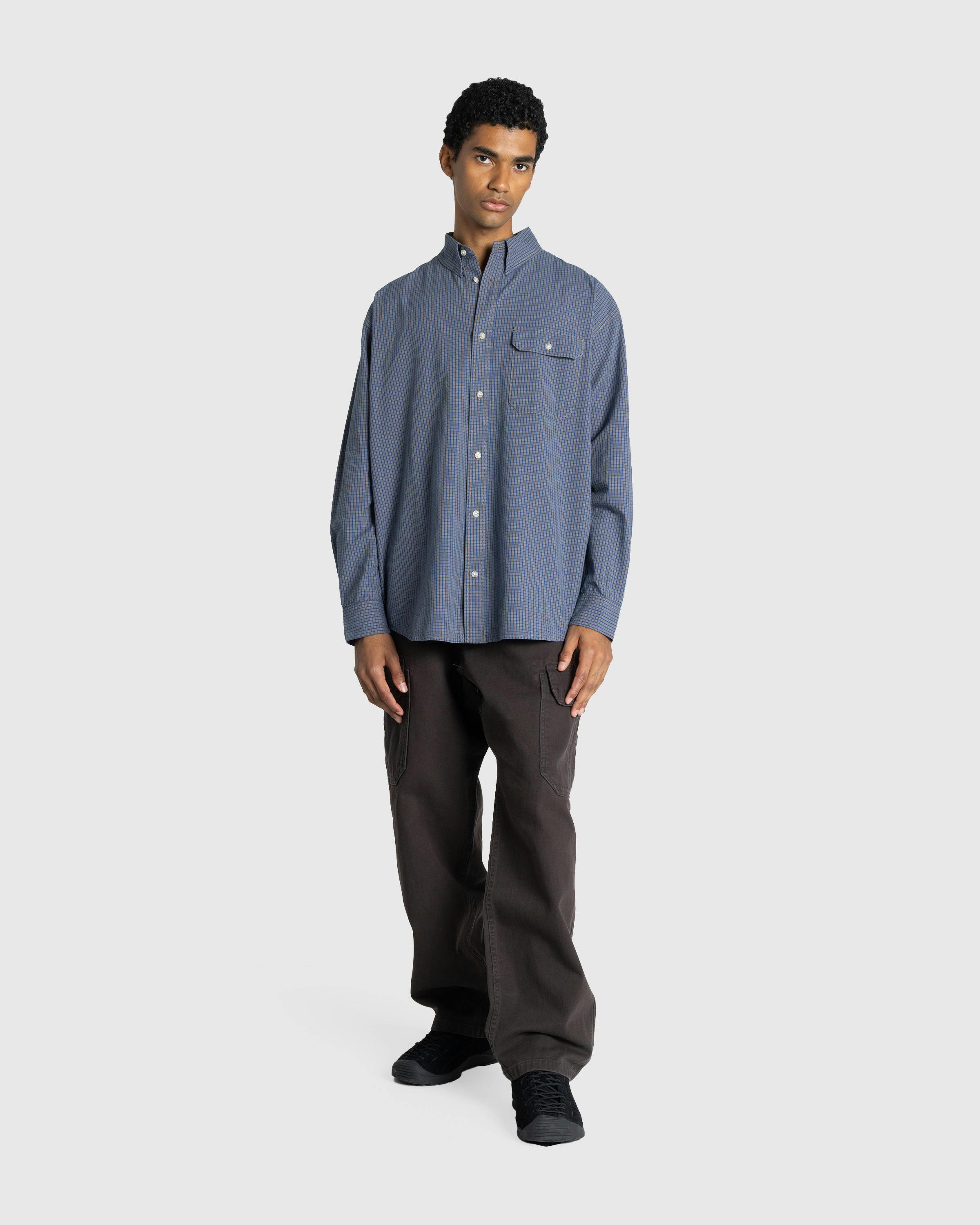 Gramicci – Checkered Stance Shirt Sierra Check Navy - Longsleeve Shirts - Blue - Image 3