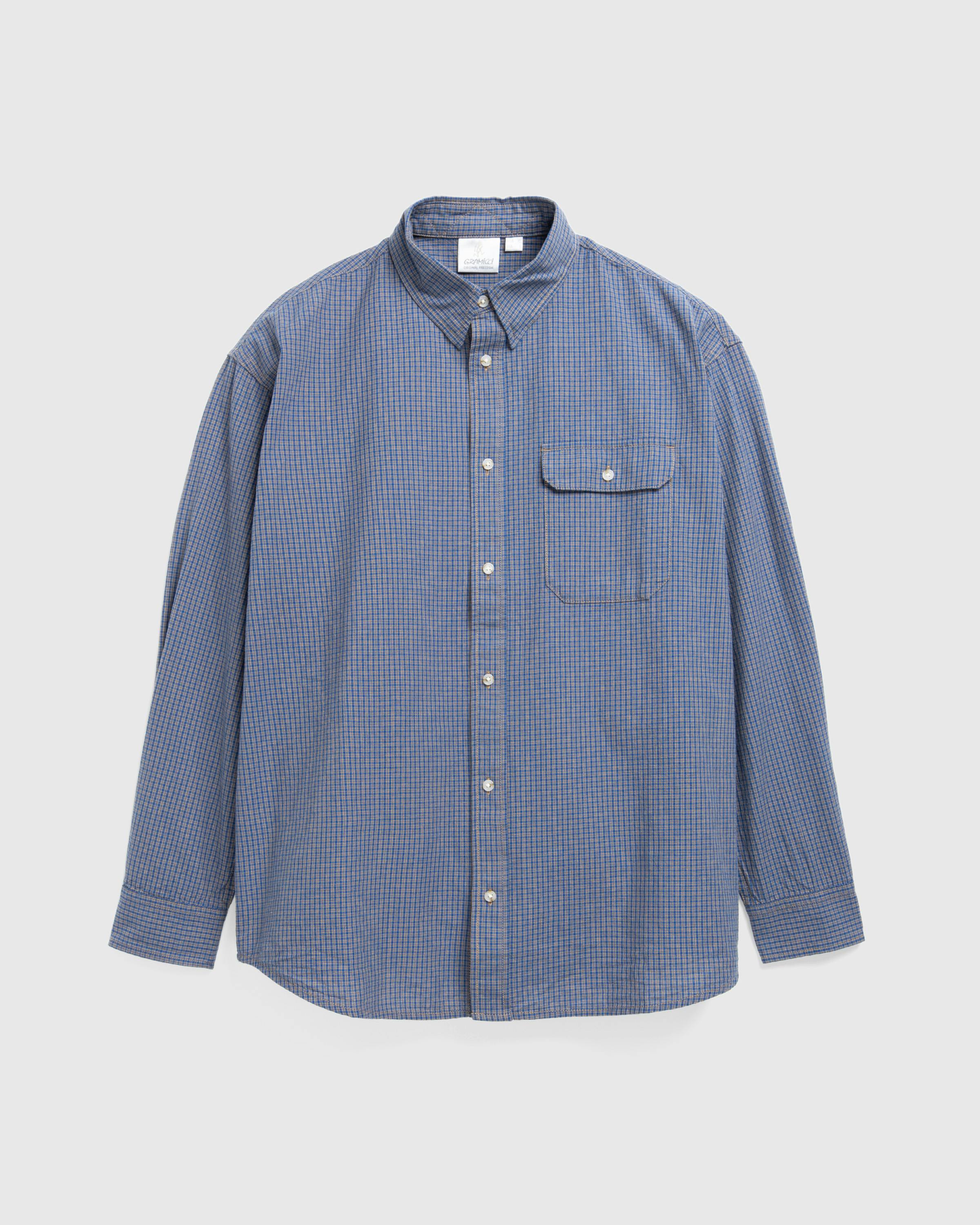 Gramicci – Checkered Stance Shirt Sierra Check Navy - Longsleeve Shirts - Blue - Image 1