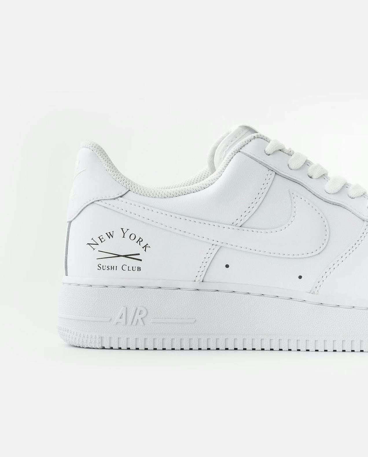 White Air Force Sneakers with Sushi Club logo