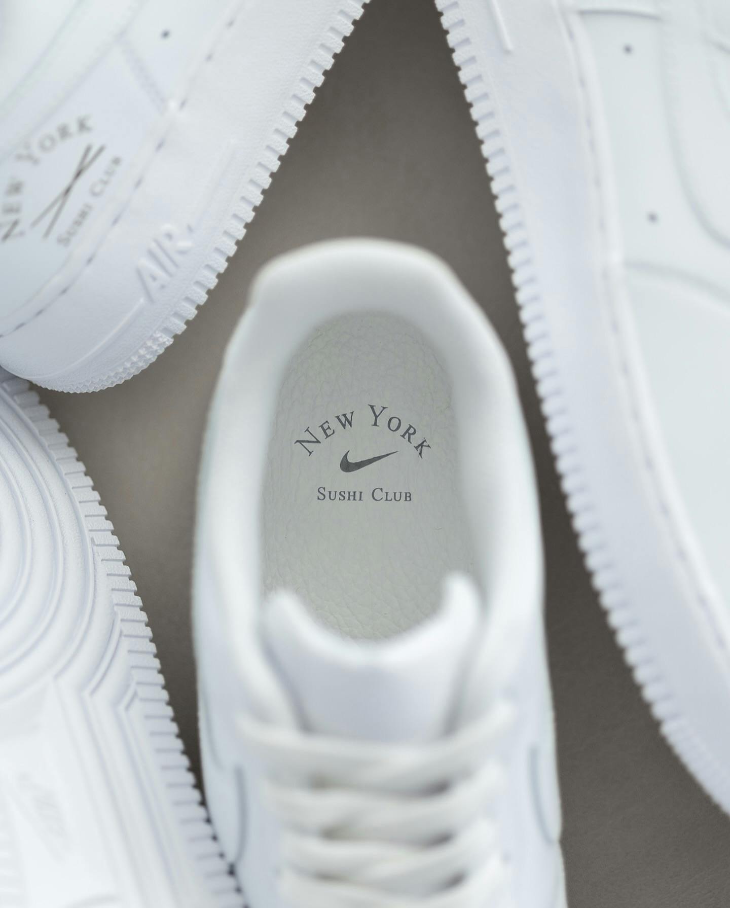 White Air Force Sneakers with Sushi Club logo