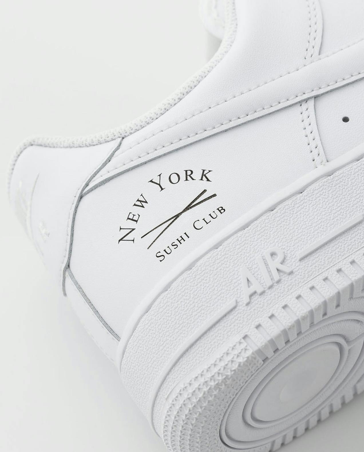 White Air Force Sneakers with Sushi Club logo