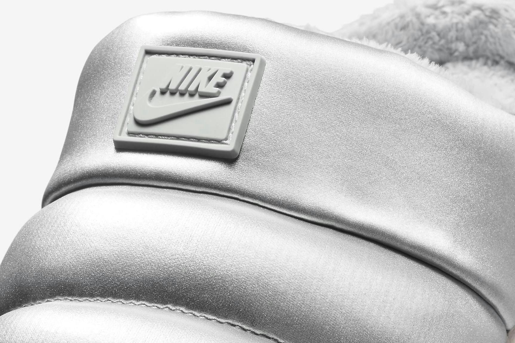 silver nike slippers