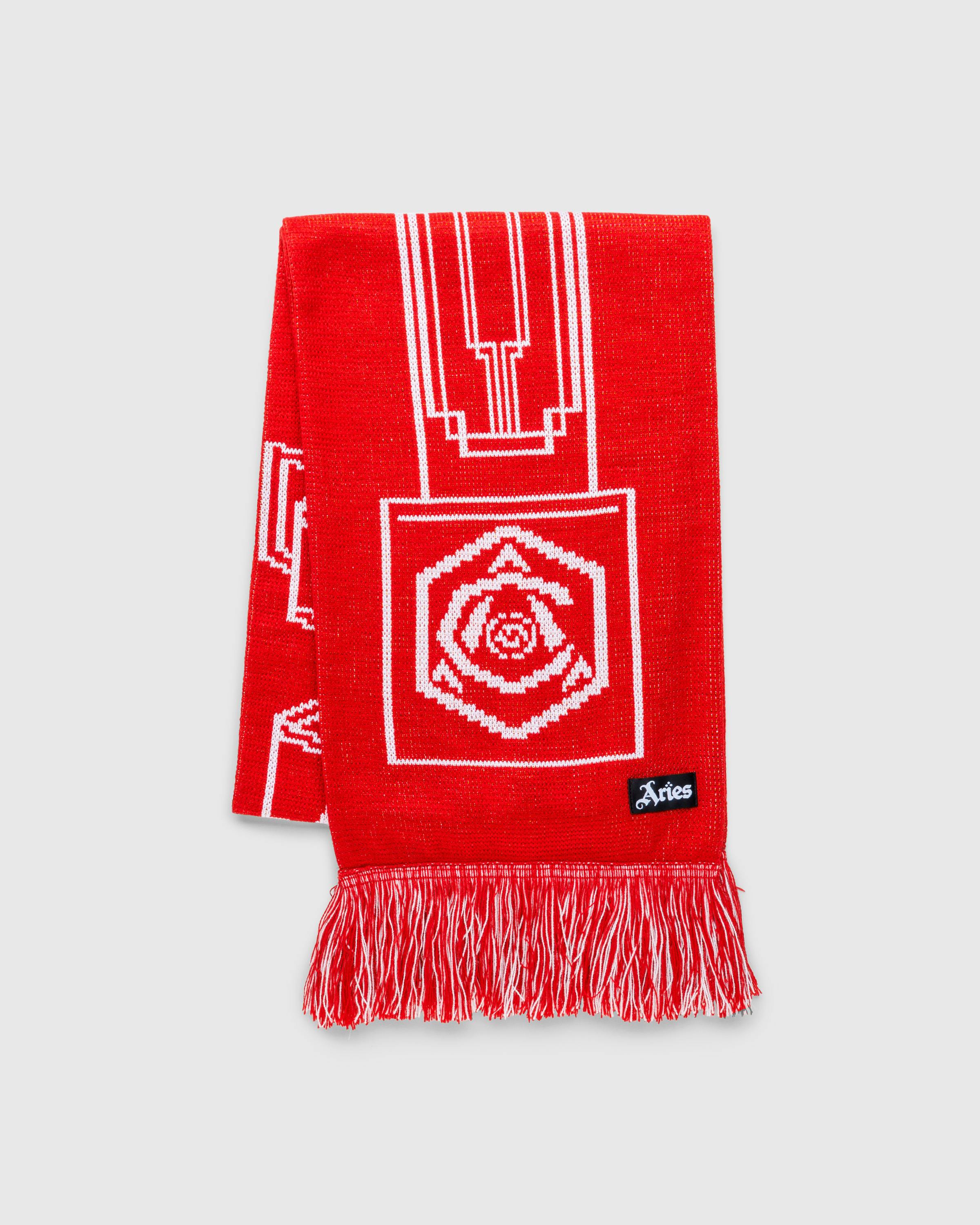 Aries x Arsenal – Column Logo Scarf Red - Knits - Red - Image 4