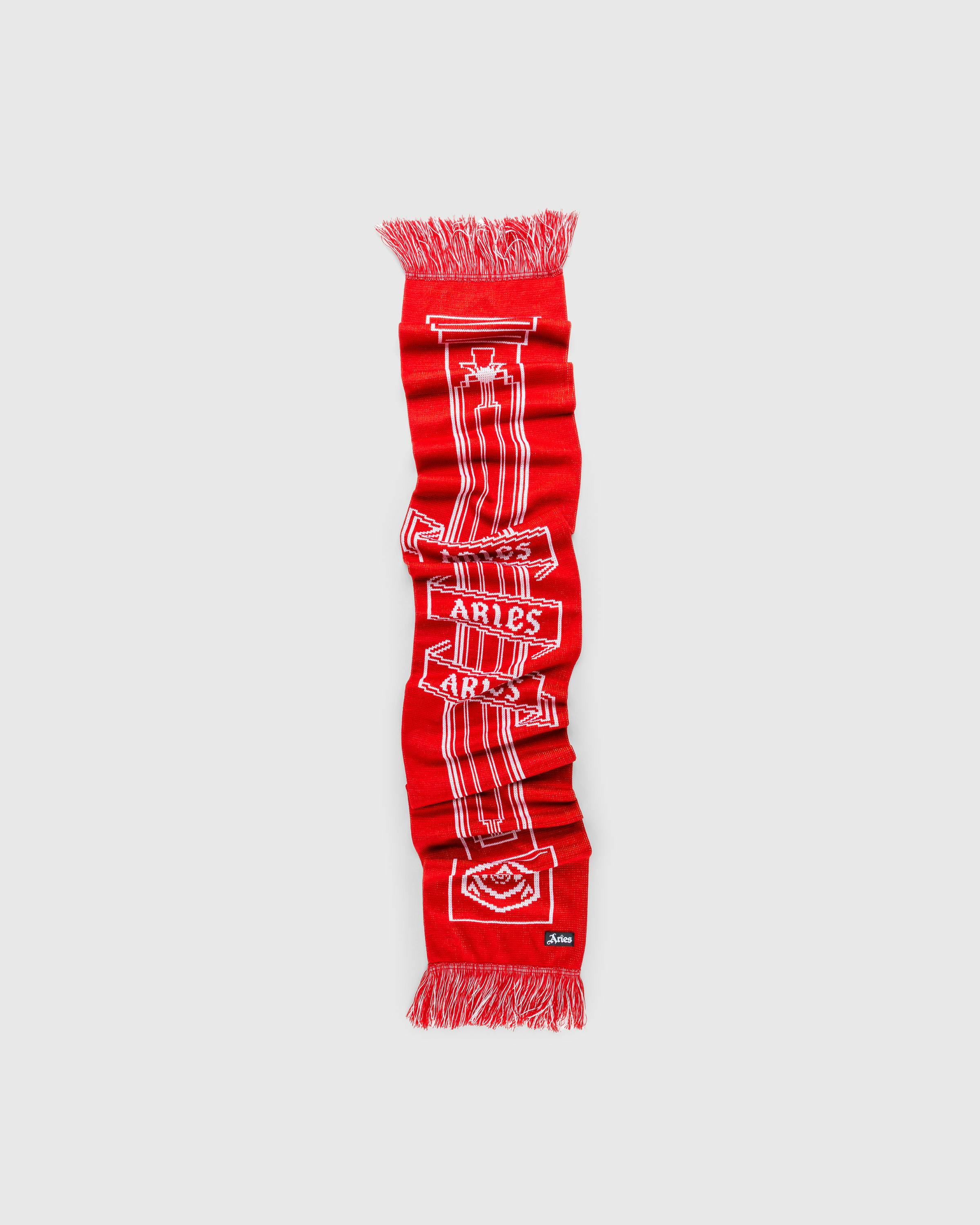 Aries x Arsenal – Column Logo Scarf Red - Knits - Red - Image 1