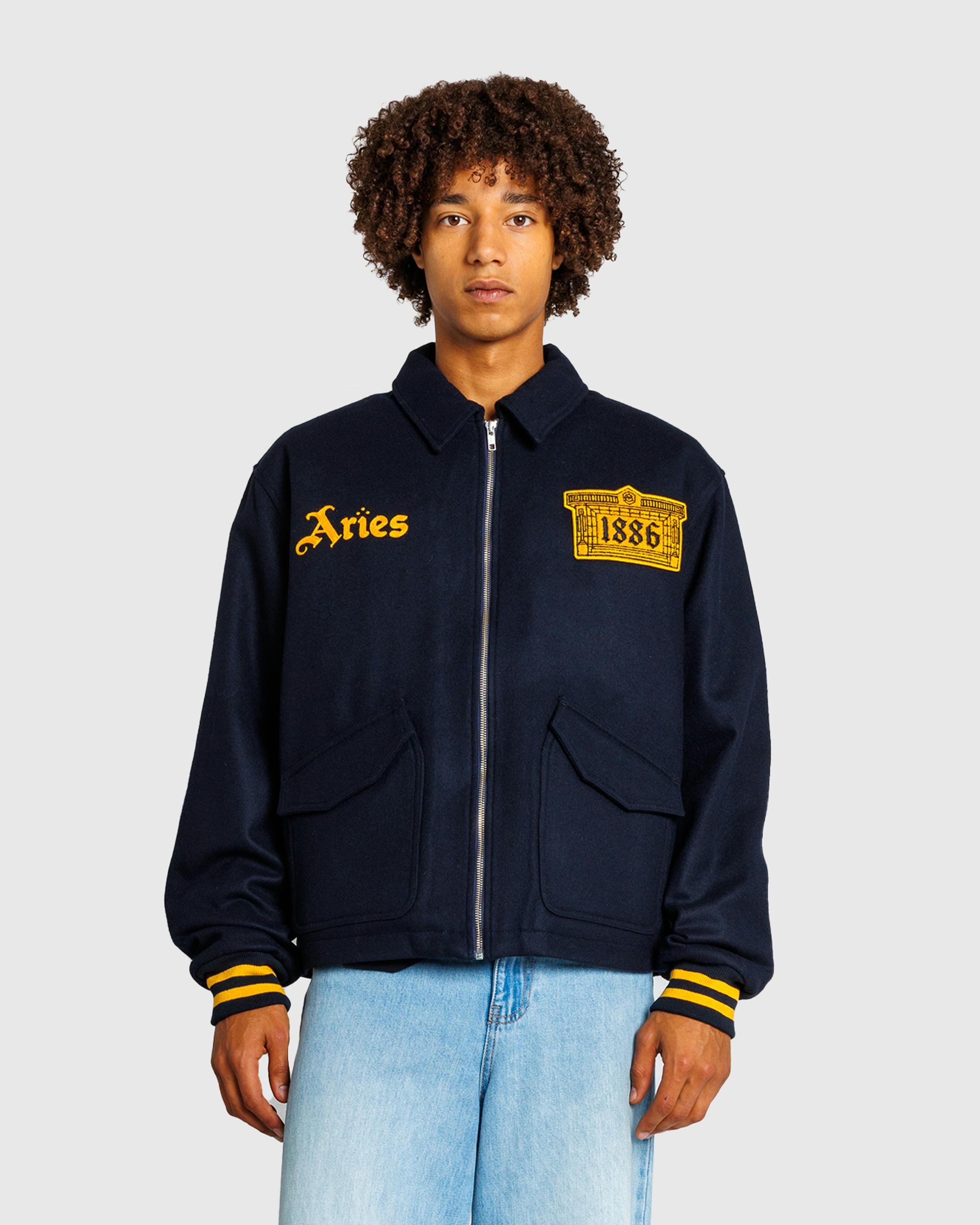 Aries x Arsenal – Wool Bomber Jacket Navy - Bomber Jackets - Blue - Image 2