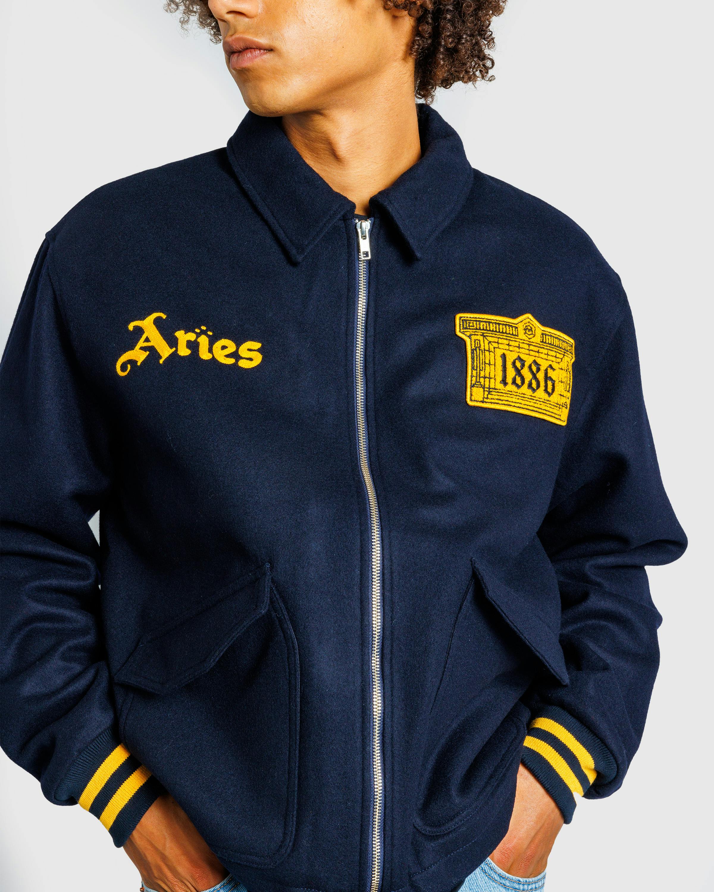 Aries x Arsenal – Wool Bomber Jacket Navy - Bomber Jackets - Blue - Image 5