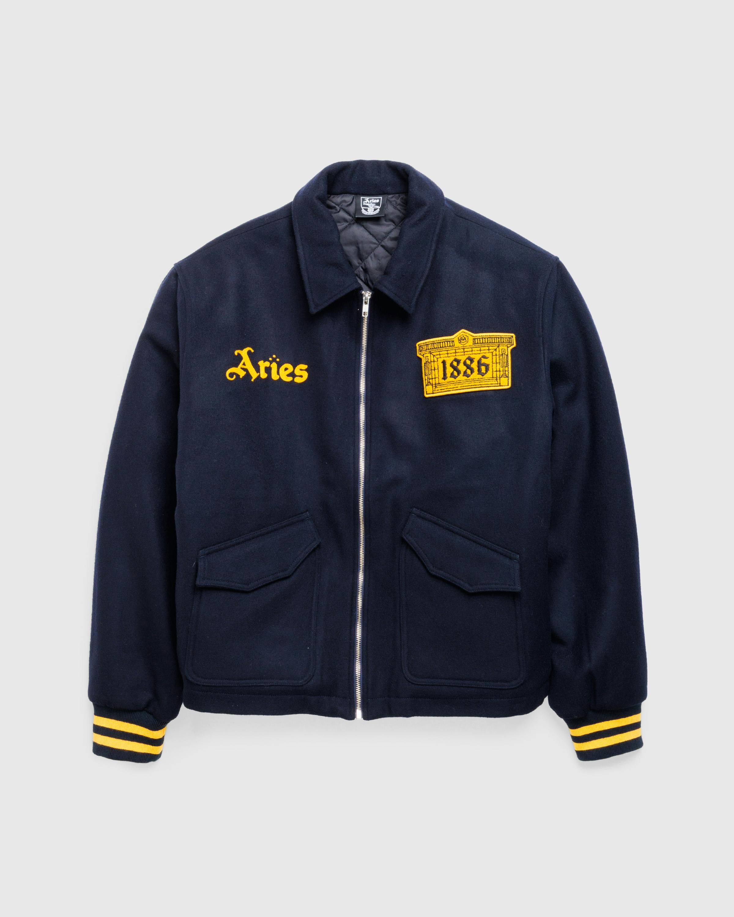 Aries x Arsenal – Wool Bomber Jacket Navy - Bomber Jackets - Blue - Image 1