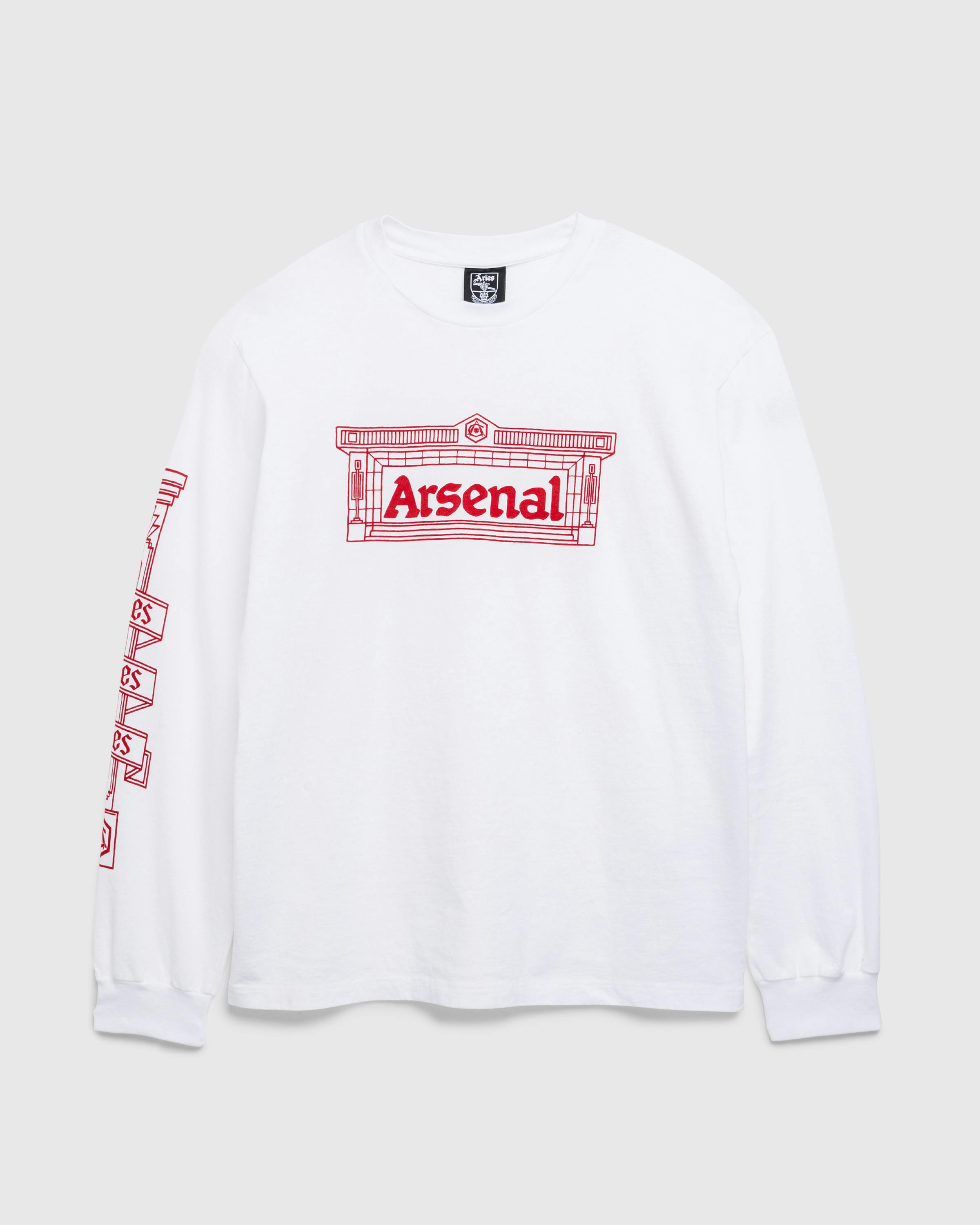 Aries x Arsenal – Highbury Temple LS Tee White - Longsleeves - White - Image 1