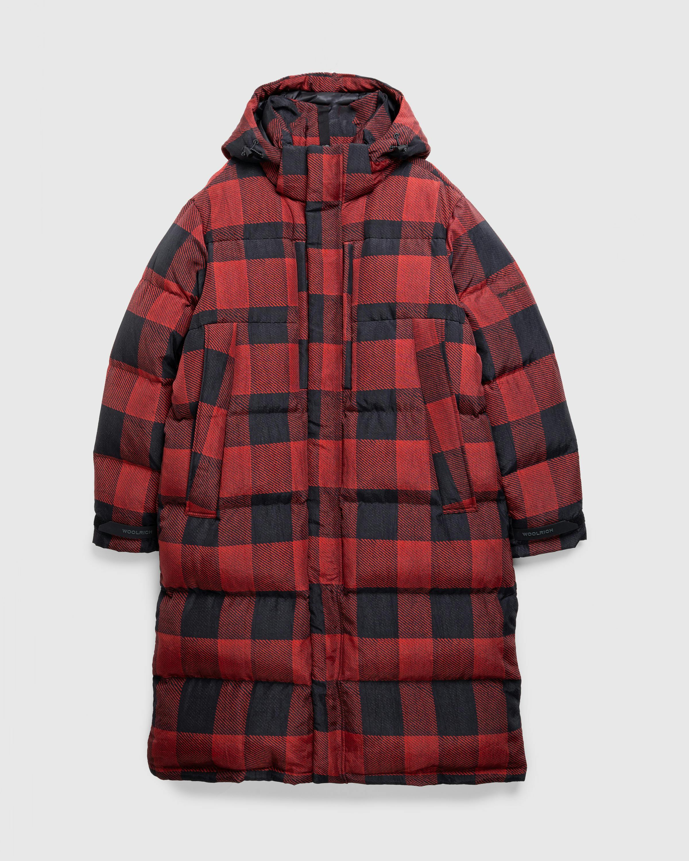 Woolrich Black Label – Buffalo Check Long Parka Red/Black - Parka Jackets - Red - Image 1