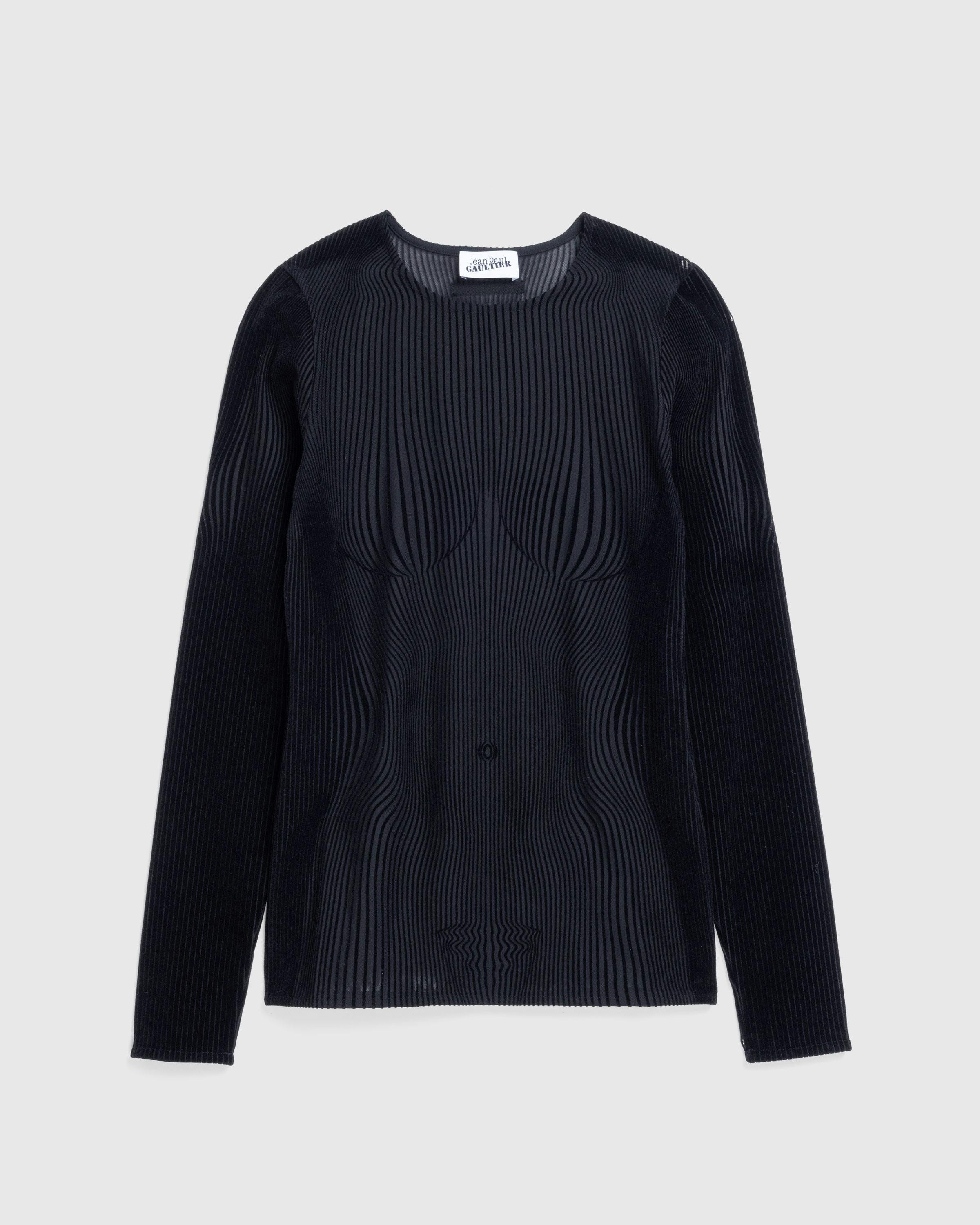 Jean Paul Gaultier – Morphing Pinstripes Top Black - Longsleeves - Black - Image 1