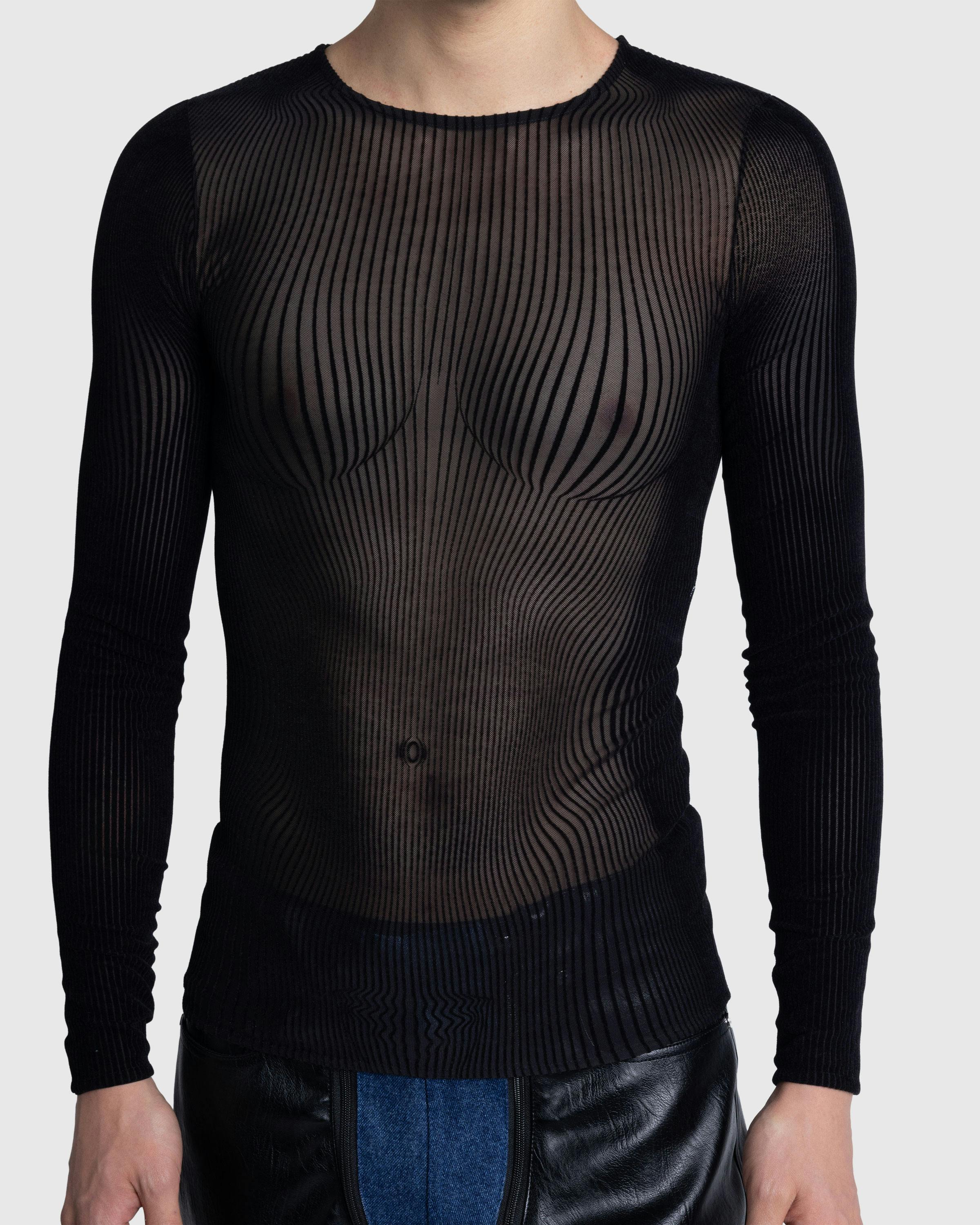 Jean Paul Gaultier – Morphing Pinstripes Top Black - Longsleeves - Black - Image 5