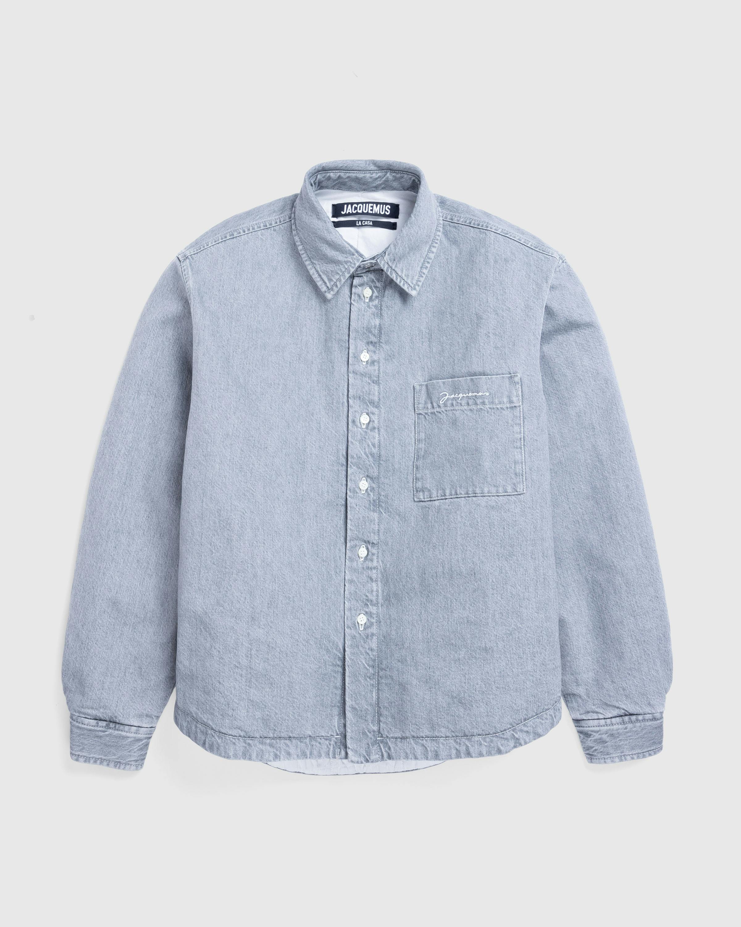 JACQUEMUS – La Chemise Boulanger Grey/Off-White - Denim Shirts - Grey - Image 1