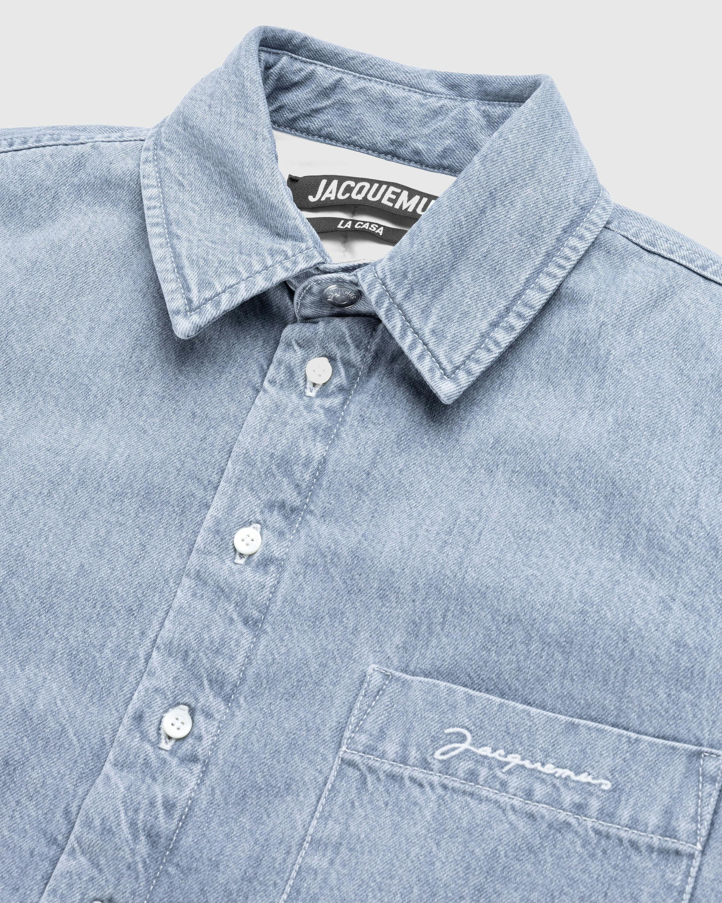 JACQUEMUS – La Chemise Boulanger Grey/Off-White - Denim Shirts - Grey - Image 6