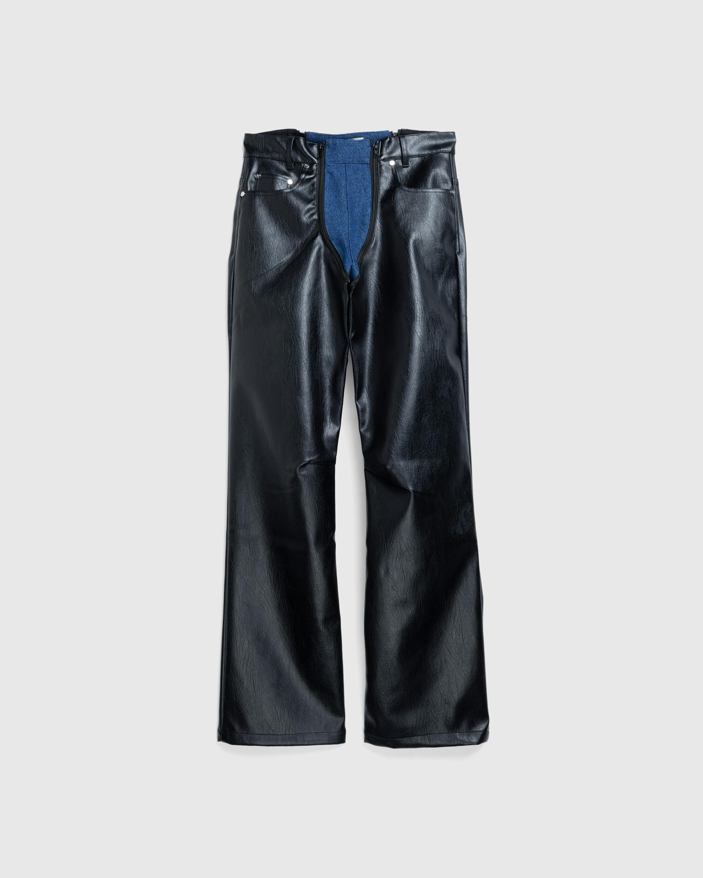 GmbH – Lata Faux Leather Denim Pants Black/Blue - Leather Pants - Black - Image 1