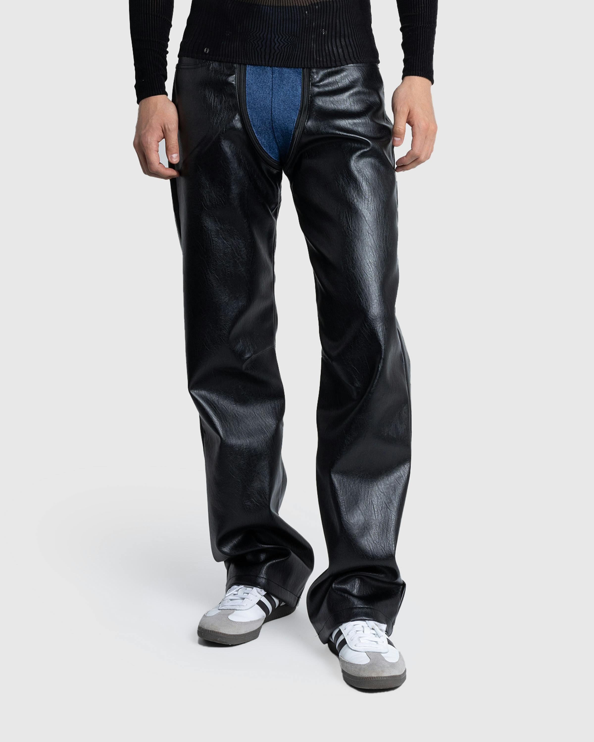 GmbH – Lata Faux Leather Denim Pants Black/Blue - Leather Pants - Black - Image 2