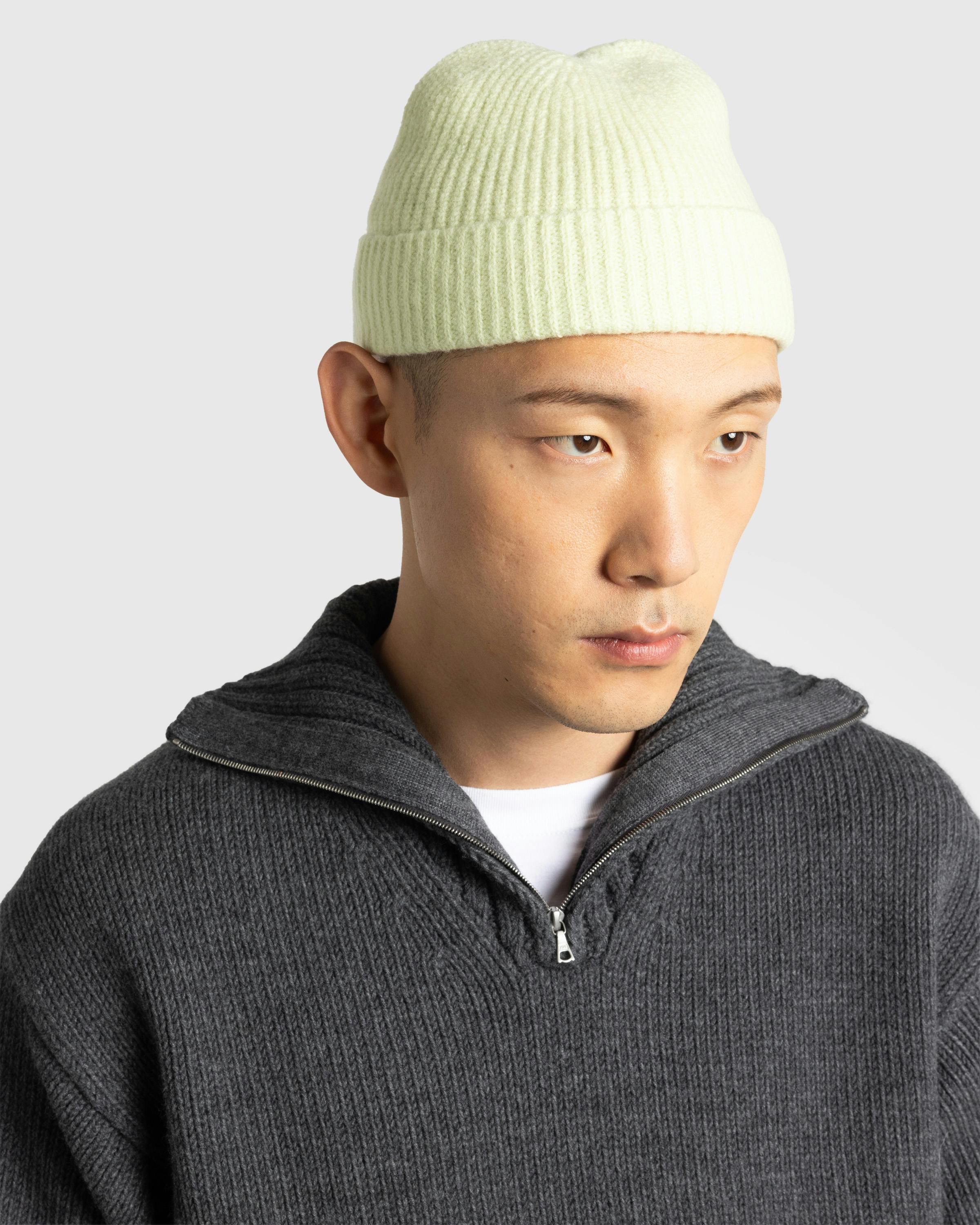 Auralee – Wool Soft Cord Knit Cap Light Lime - Caps - Image 2