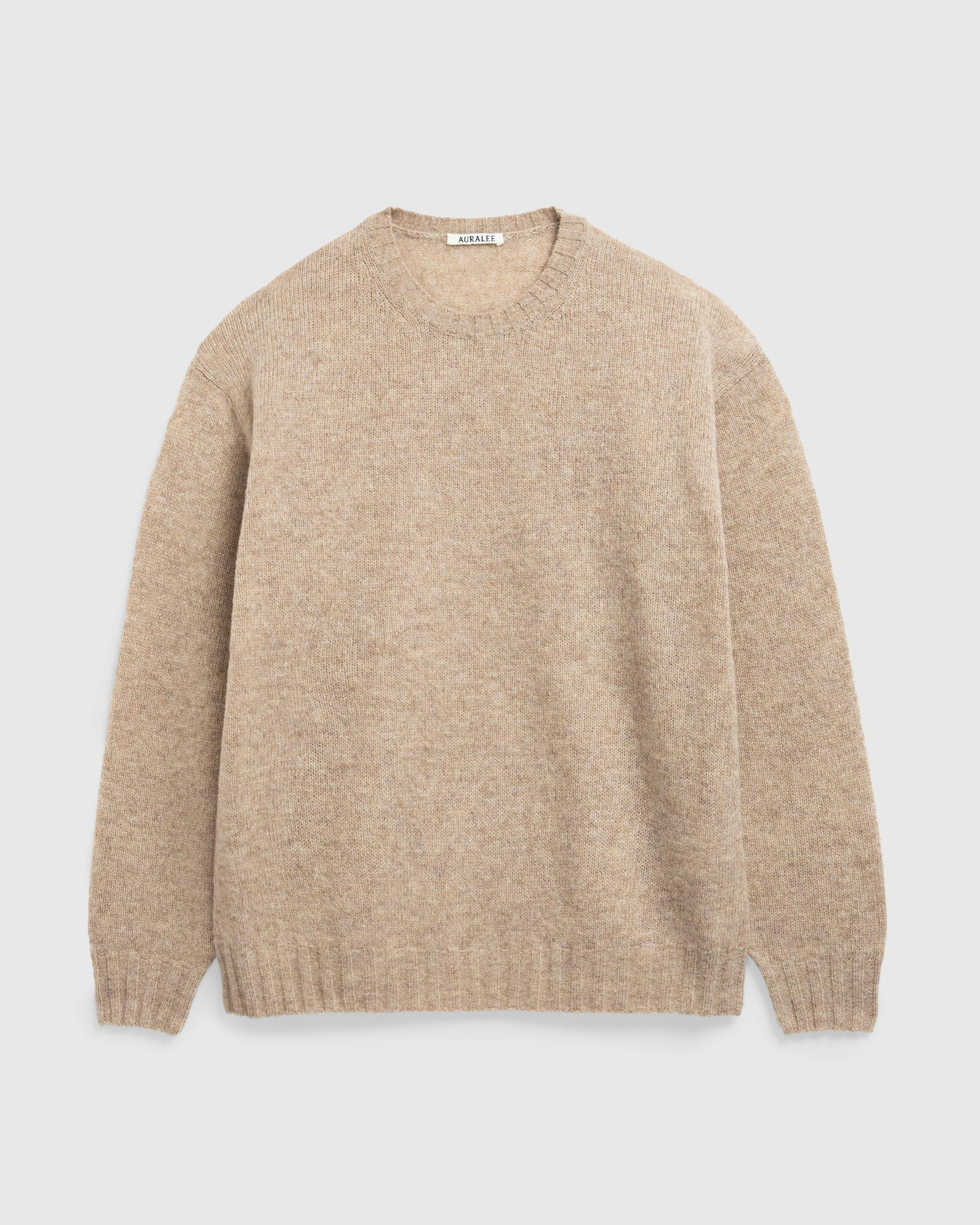 Auralee – Shetland Wool Cashmere Knit P/O Beige - Crewnecks - Image 1