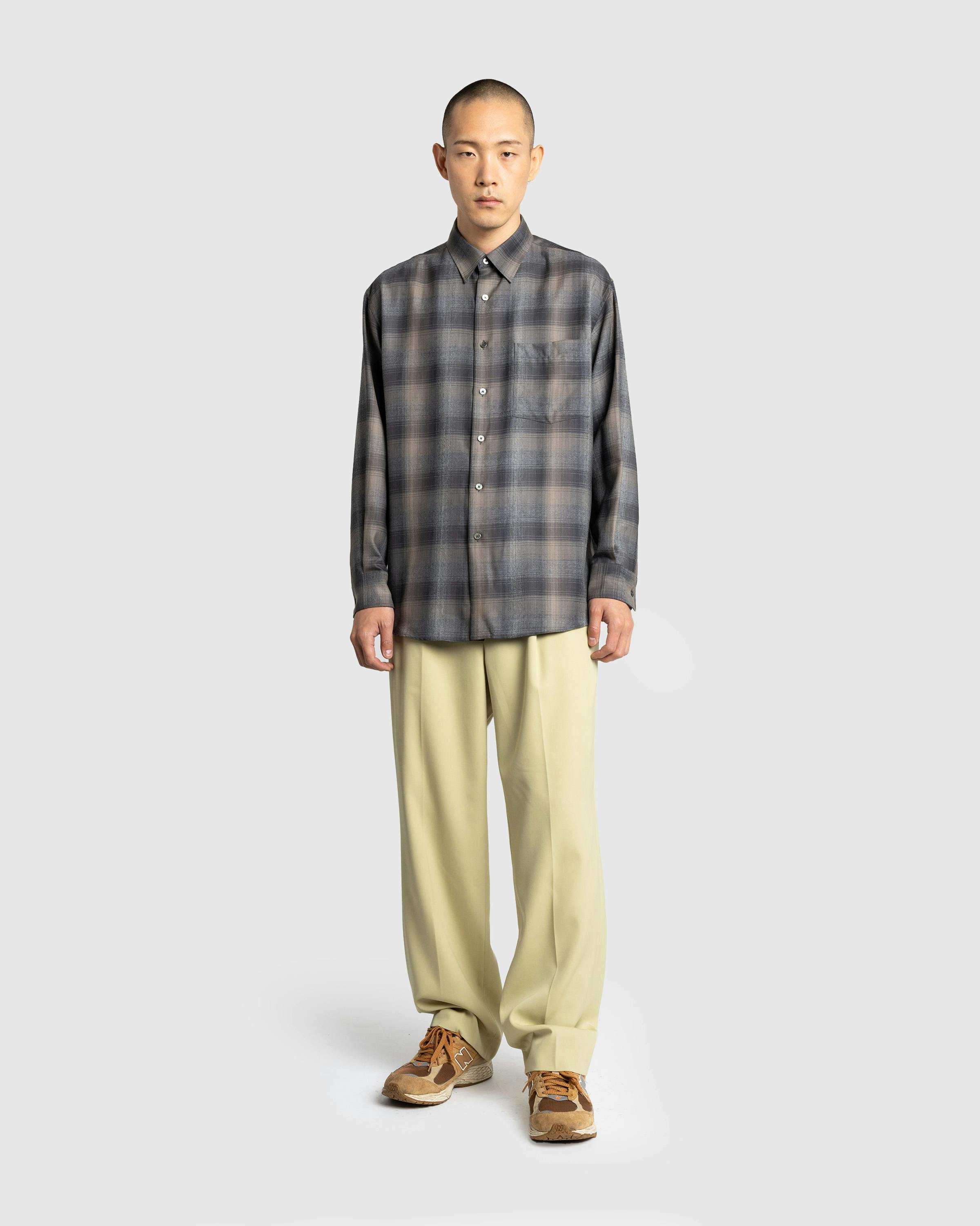 Auralee – Super Light Wool Check Shirt Charcoal Grey - Longsleeve Shirts - Image 3