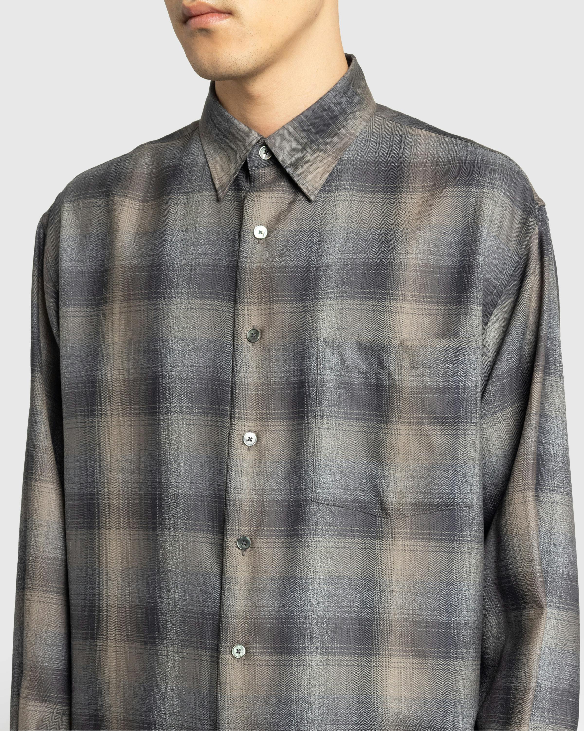 Auralee – Super Light Wool Check Shirt Charcoal Grey - Longsleeve Shirts - Image 5