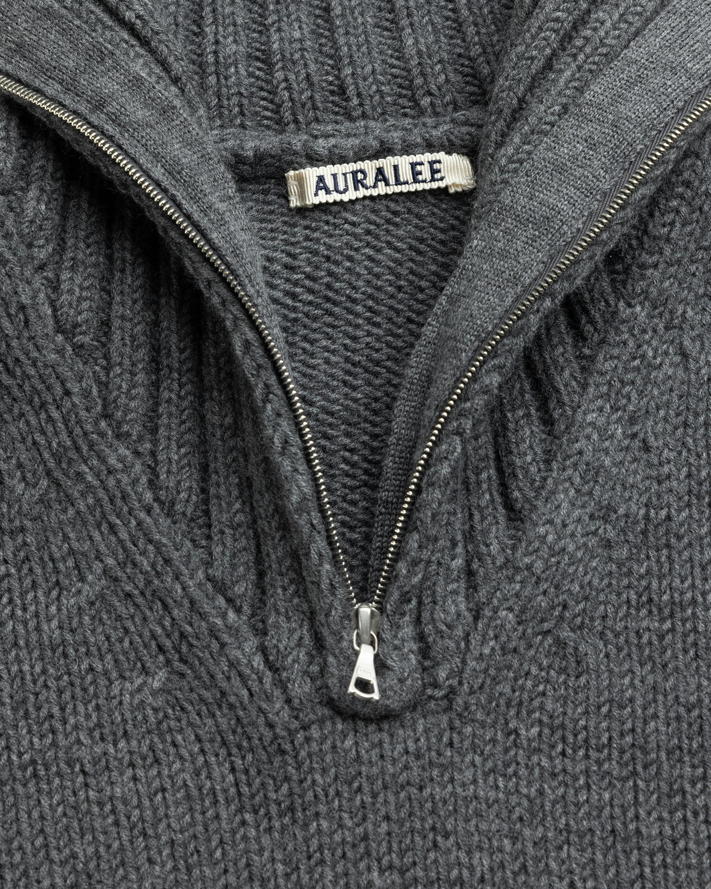 Auralee – Wool Soft Cord Knit Half Zip P/O Charcoal - Zip-Ups - Image 7