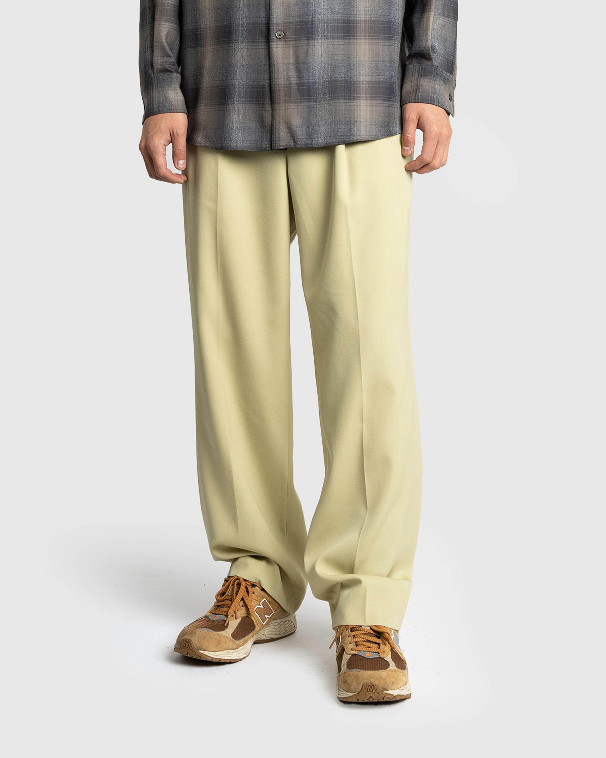 Auralee – Light Wool Max Gabardine Two-Tuck Slacks Light Khaki - Trousers - Image 2