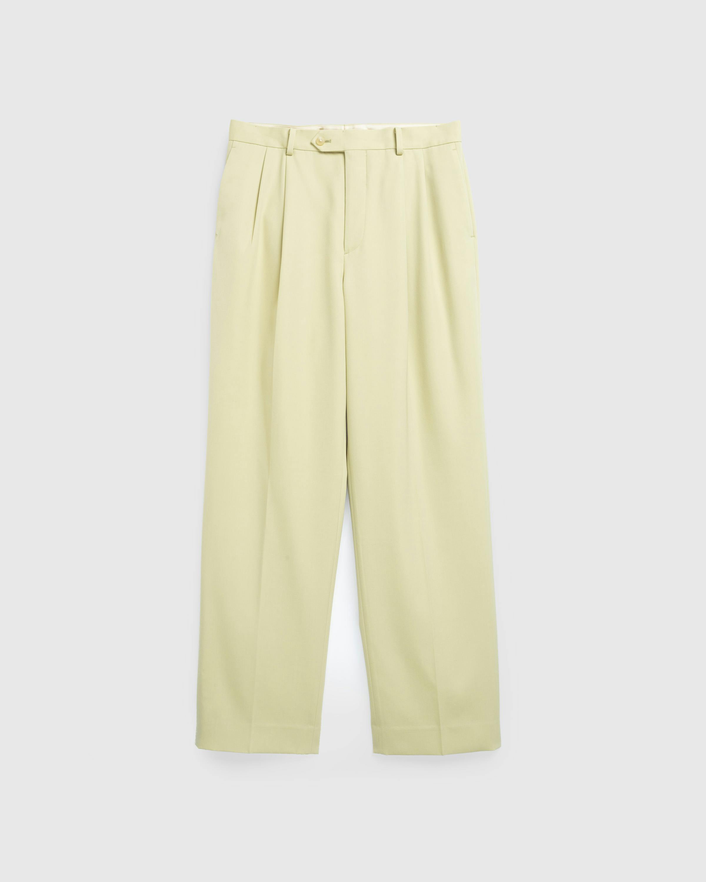 Auralee – Light Wool Max Gabardine Two-Tuck Slacks Light Khaki - Trousers - Image 1