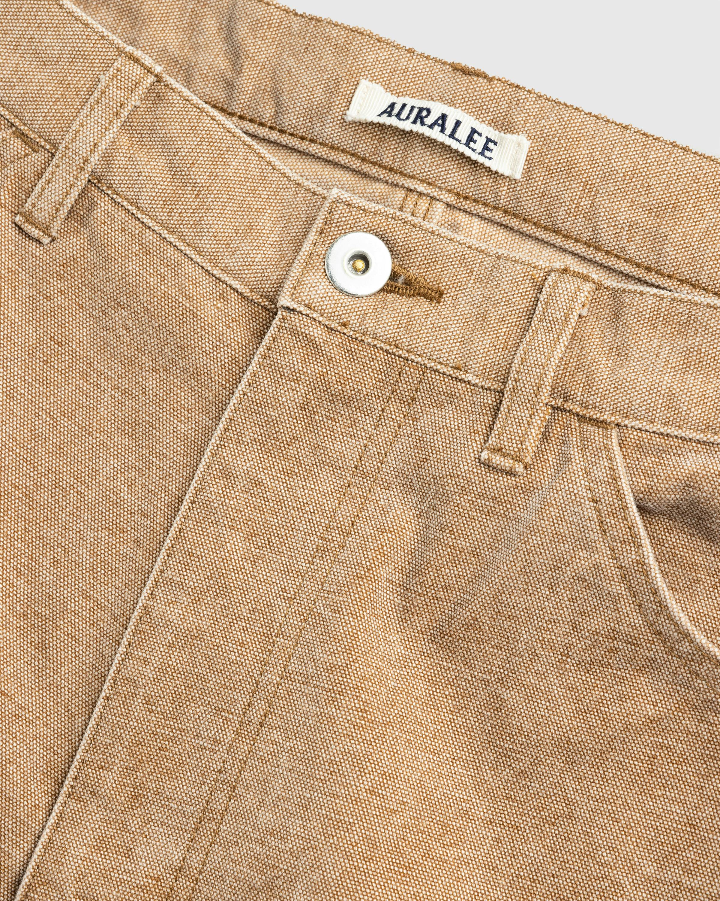 Auralee – Washed Organic Canvas Pants Light Brown - Trousers - Image 7