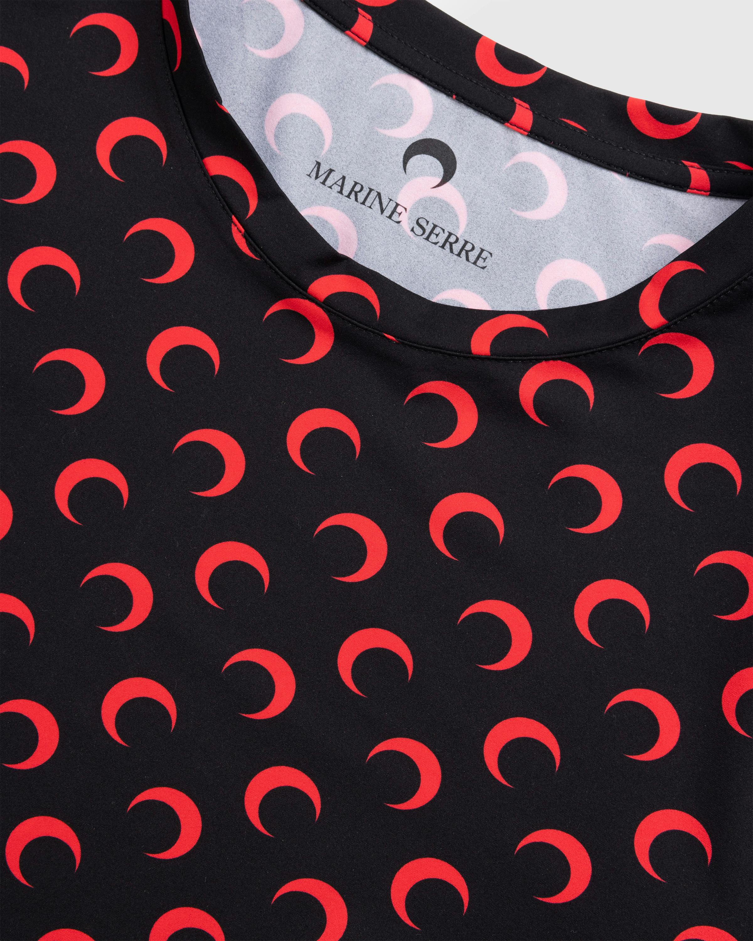 Marine Serre – Moon Printed Jersey Second Skin Regular Top Black/Red - Longsleeves - Black - Image 7