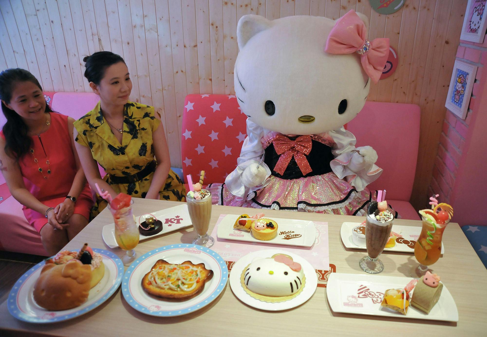 A Hello Kitty mascot costume commemorating the 2013 launch of Taipei’s first Hello Kitty-themed restaurant.