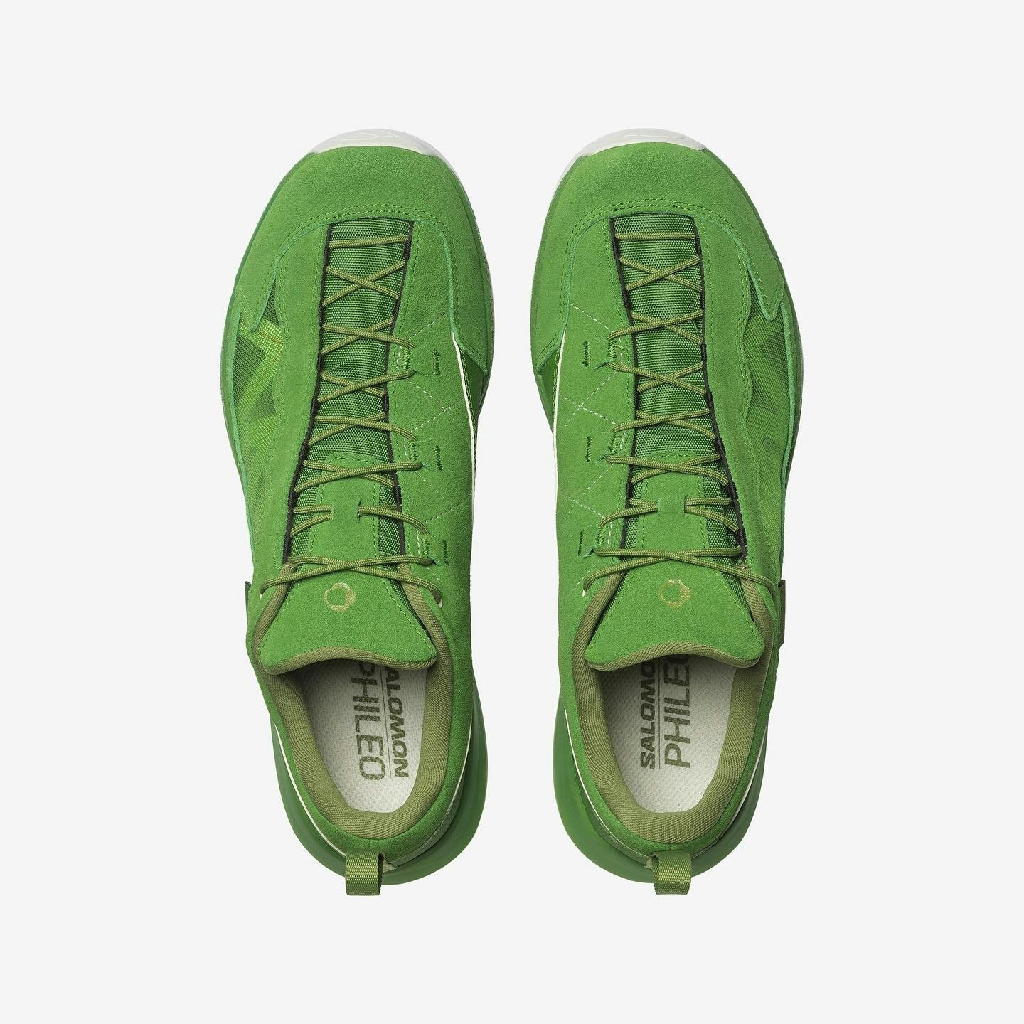 salomon phileo sneaker in green and black colorways