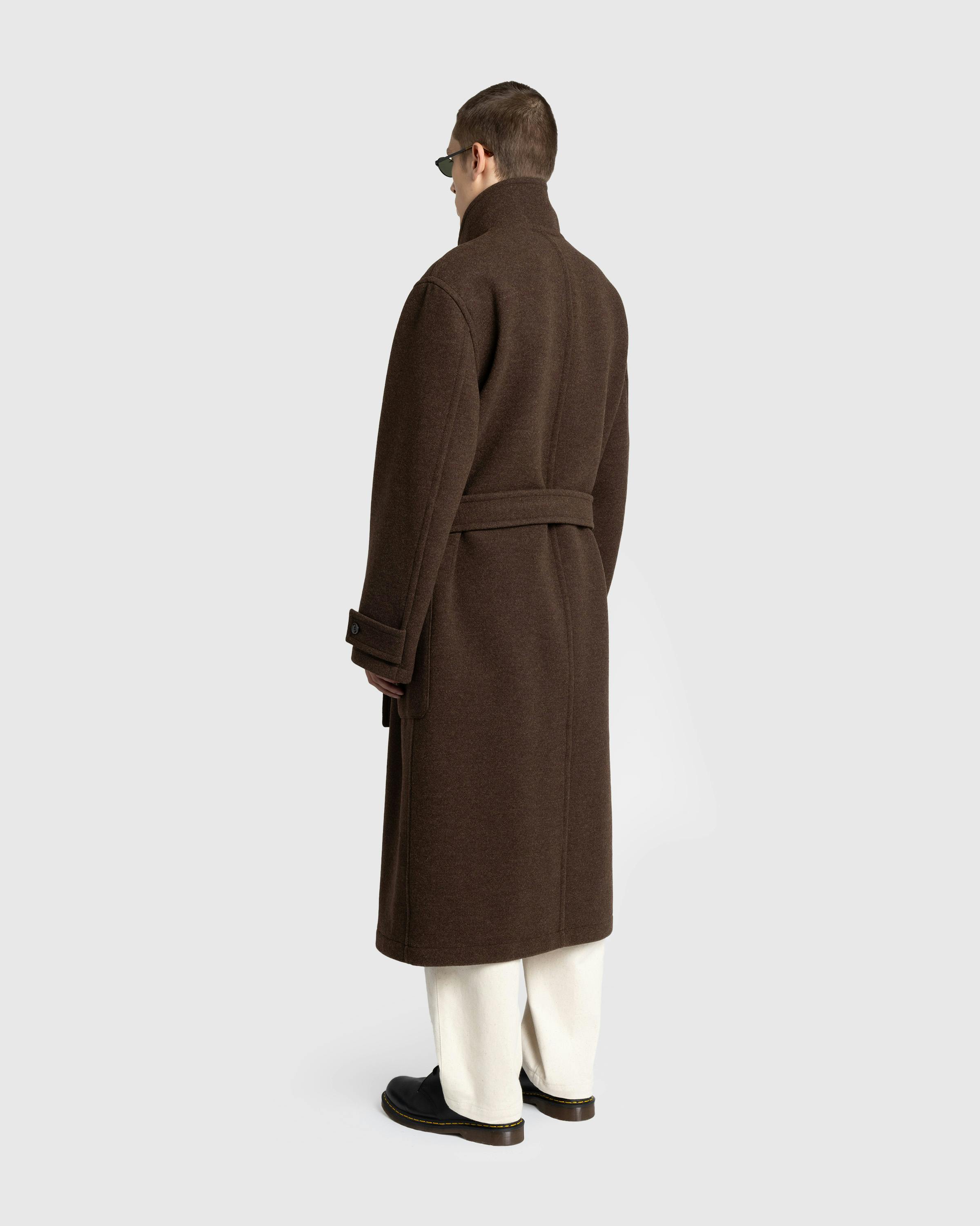 Lemaire – Wrap Coat With Contrast Stitch Brown Chine - Overcoats - Brown - Image 3