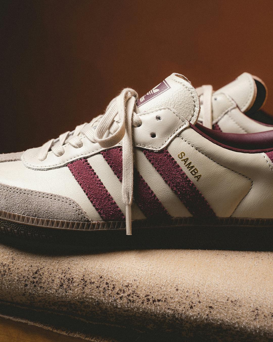 adidas samba putty grey maroon sneaker