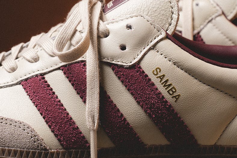 adidas samba putty grey maroon sneaker