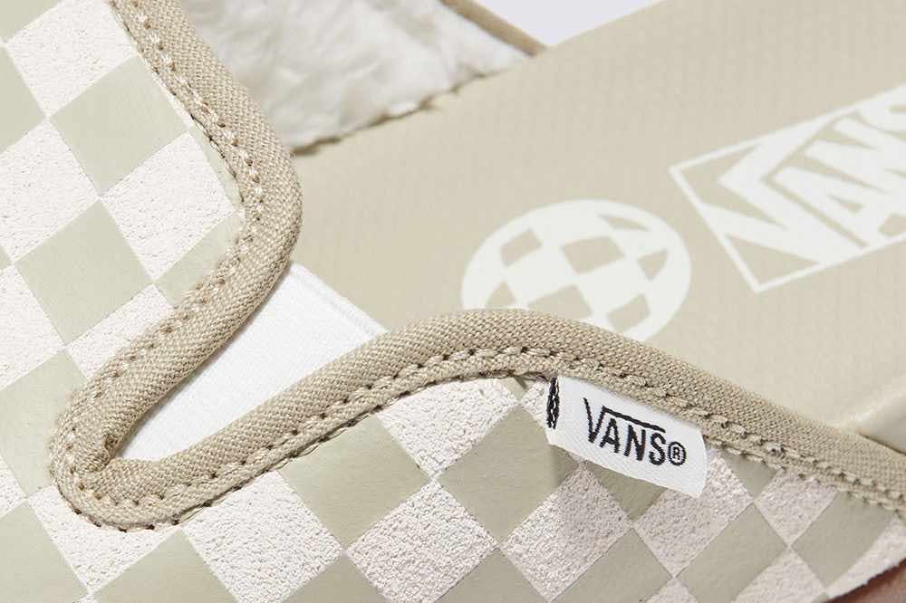 vans harbor mule v3 in beige and checkerboard suede