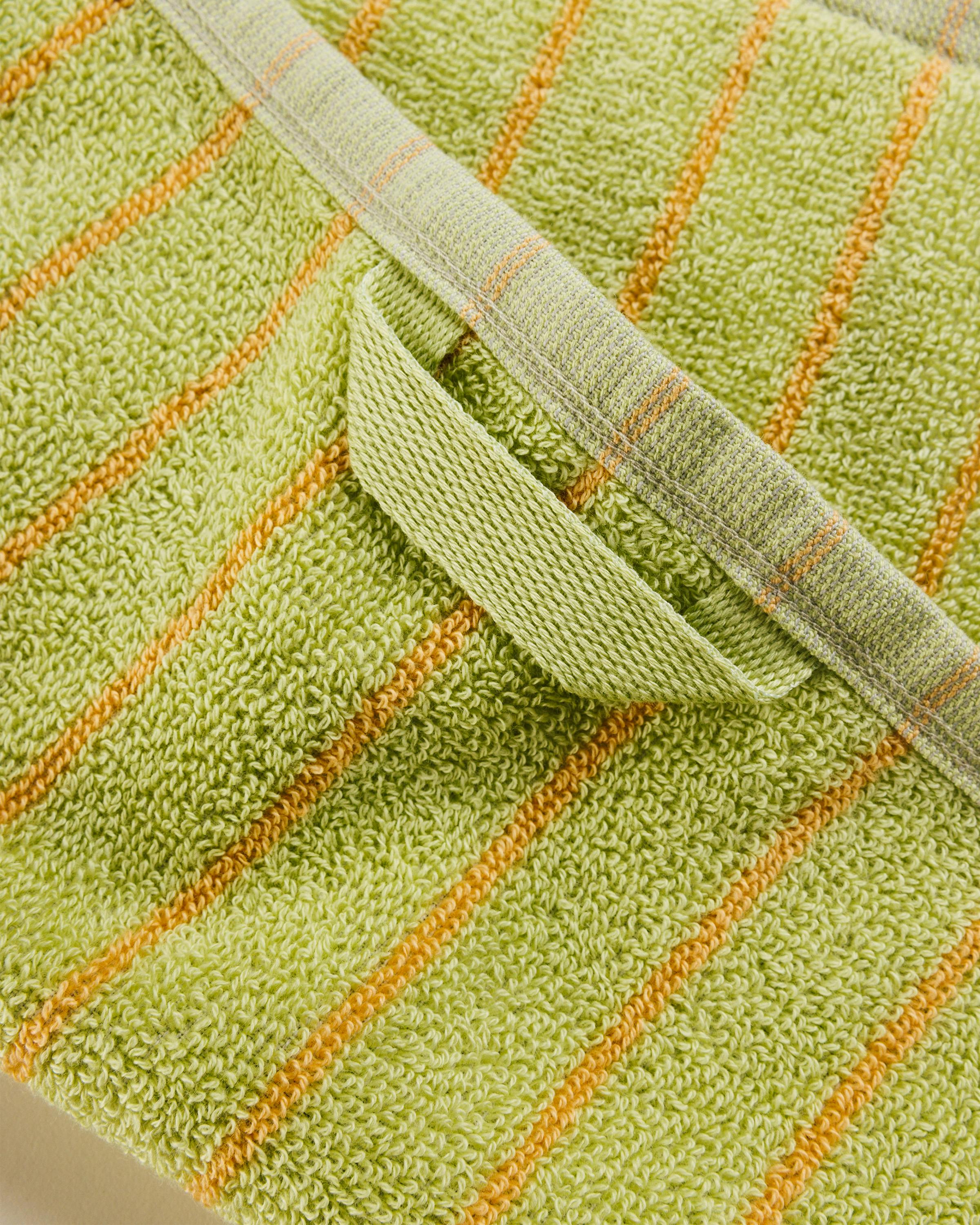 Tekla x Auralee – Bath Towel Light Moss Stripes - Towels - Image 3