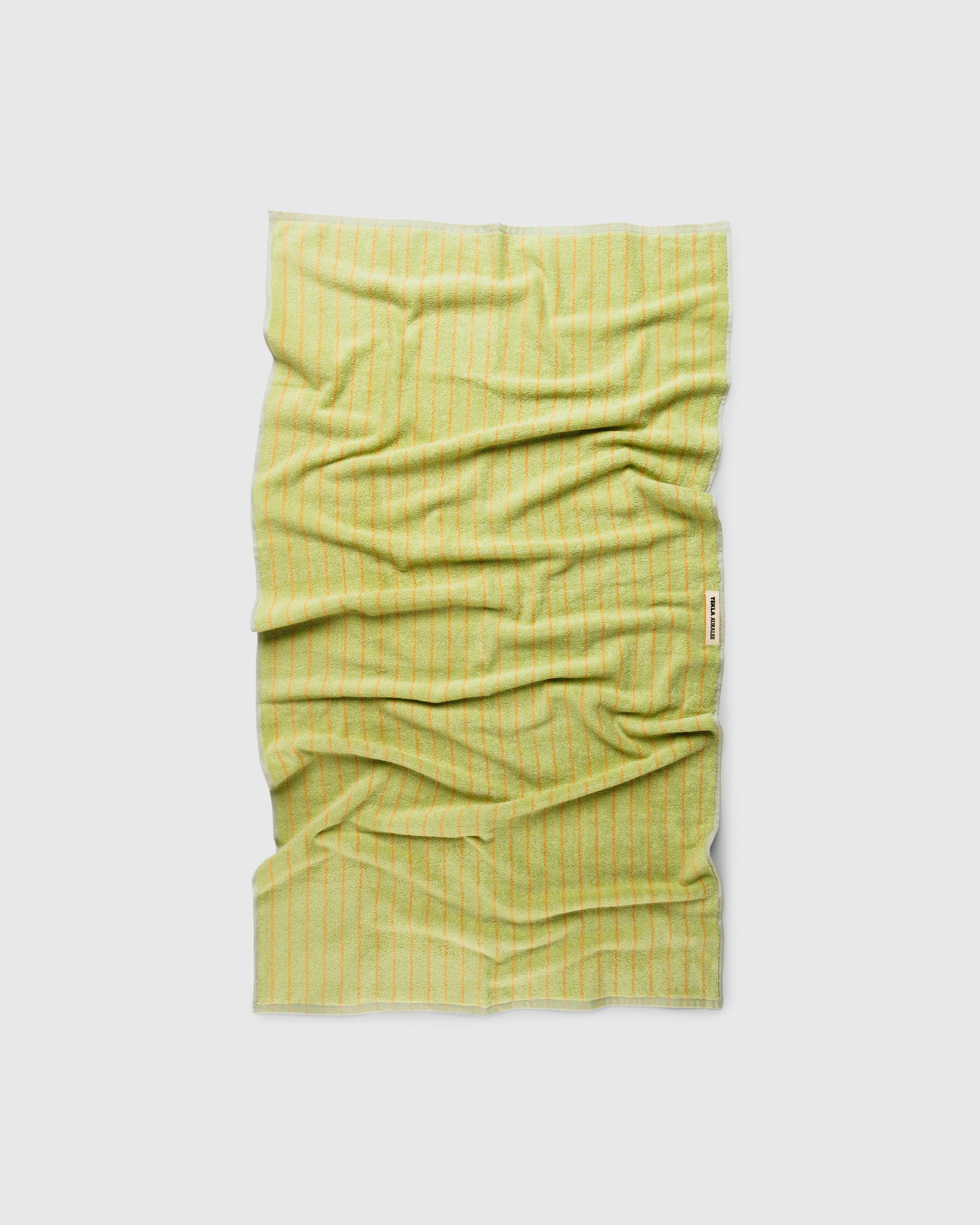 Tekla x Auralee – Bath Towel Light Moss Stripes - Towels - Image 1