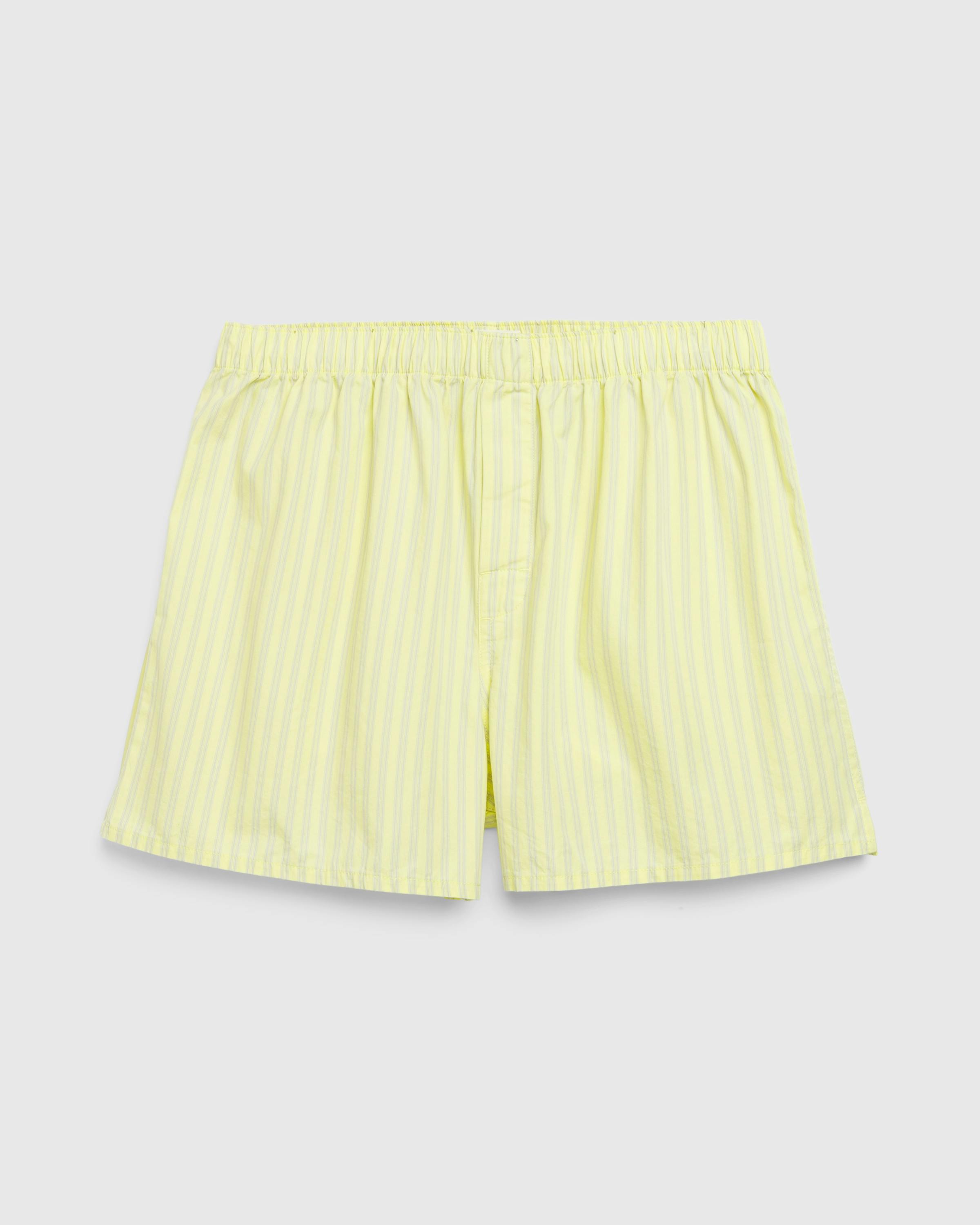 Tekla x Auralee – Boxer Shorts Light Moss Stripes - Pyjamas - Image 1