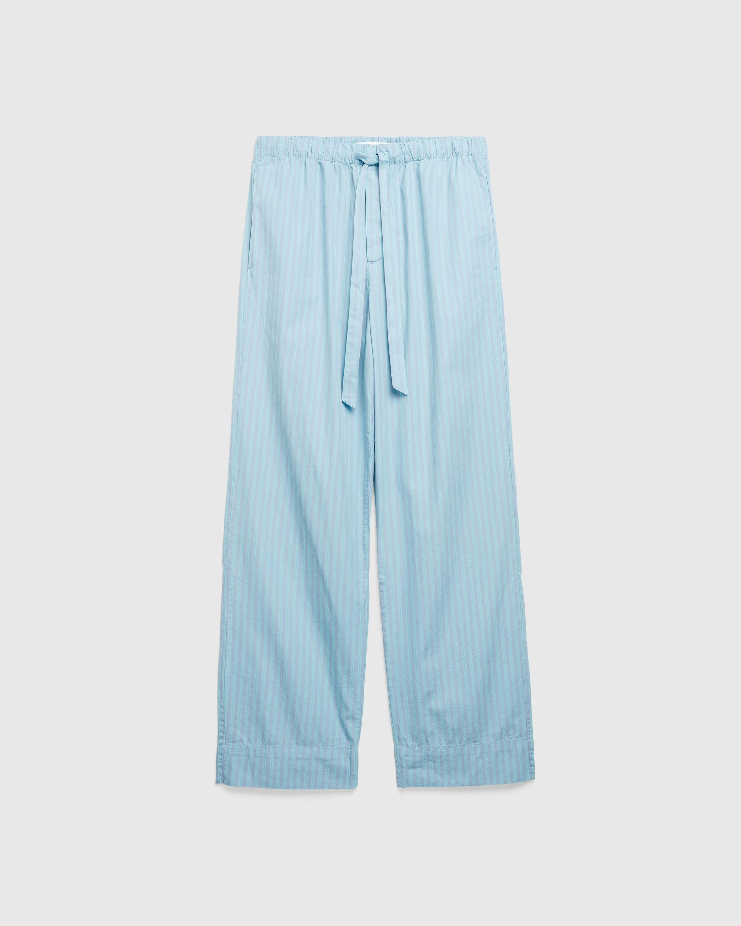 Tekla x Auralee – Cotton Poplin Pyjamas Pants Mist Stripes - Pyjamas - Image 1