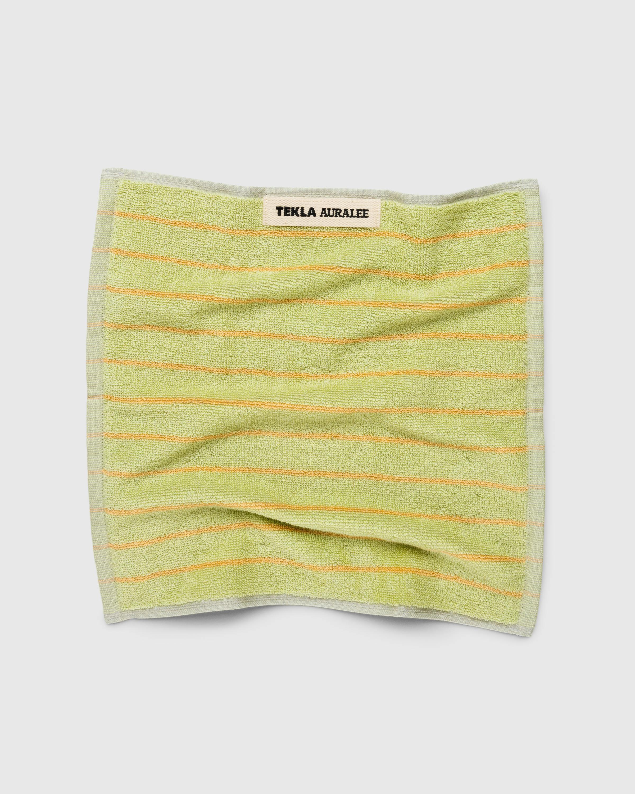 Tekla x Auralee – Wash Cloth Light Moss Stripes - Towels - Image 1