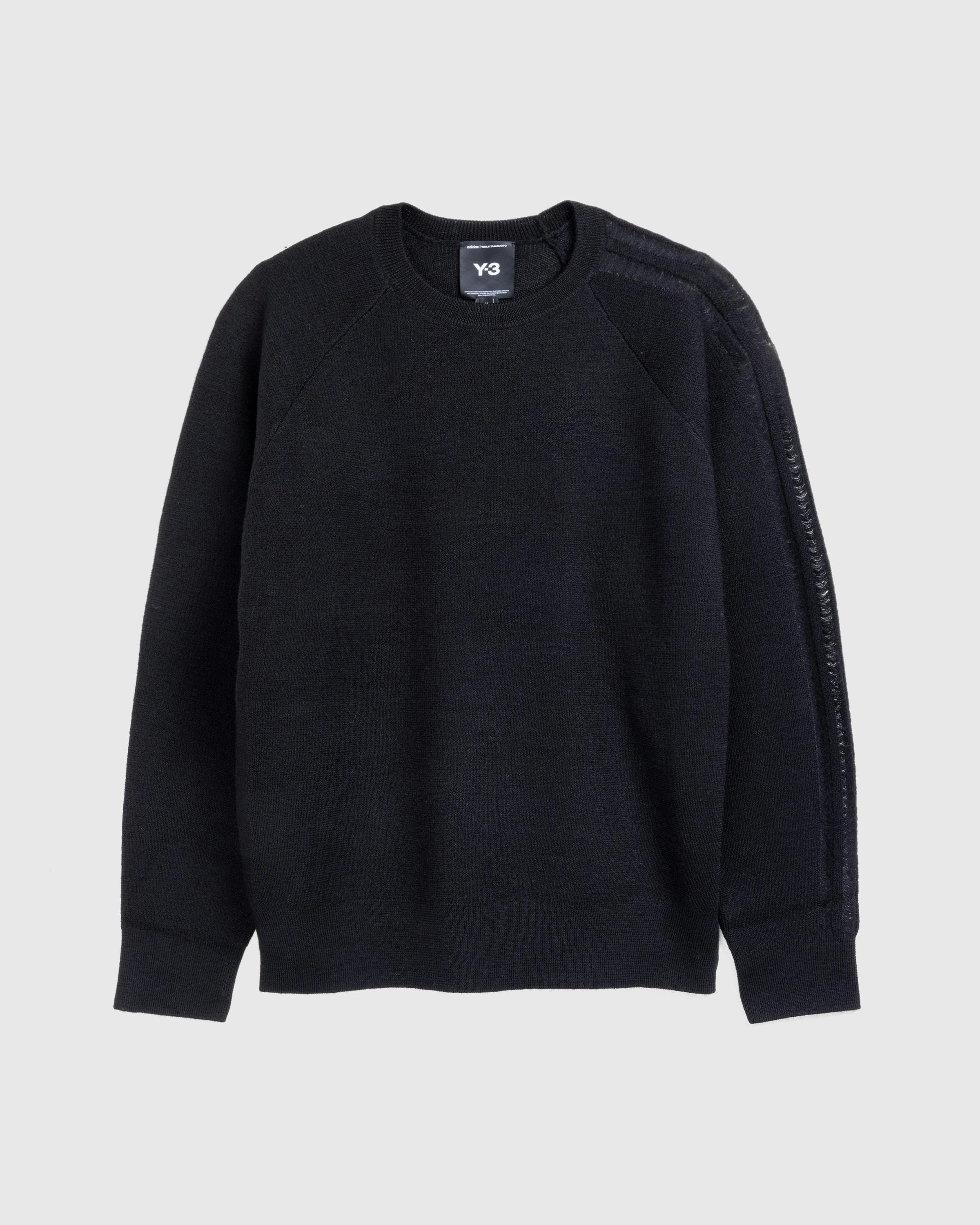 Y-3 – Logo Knit Crew Sweatshirt Black - Crewnecks - Image 1