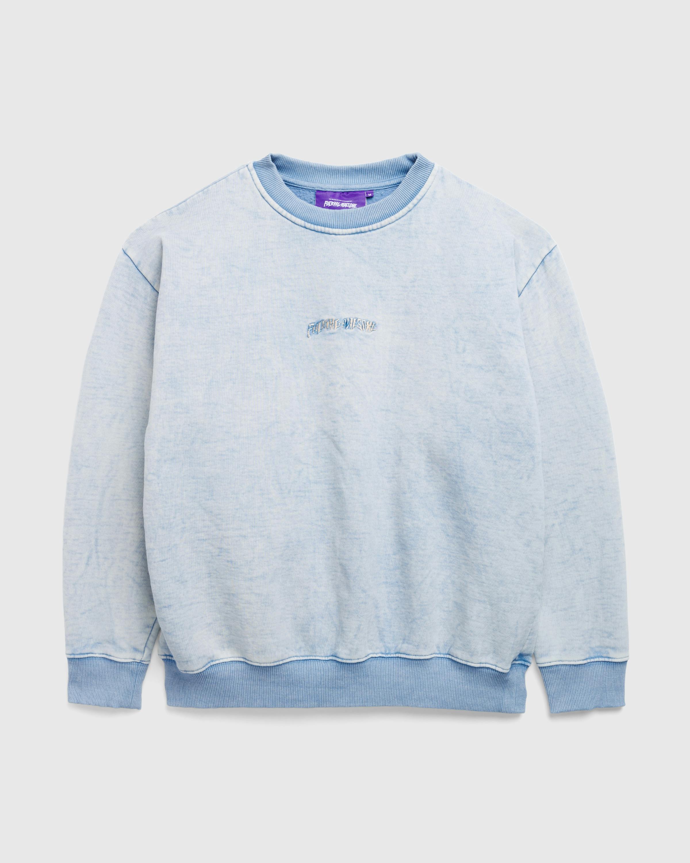 Fucking Awesome – Little Stamp Snow Wash Crew Dusty Blue - Sweatshirts - Blue - Image 1